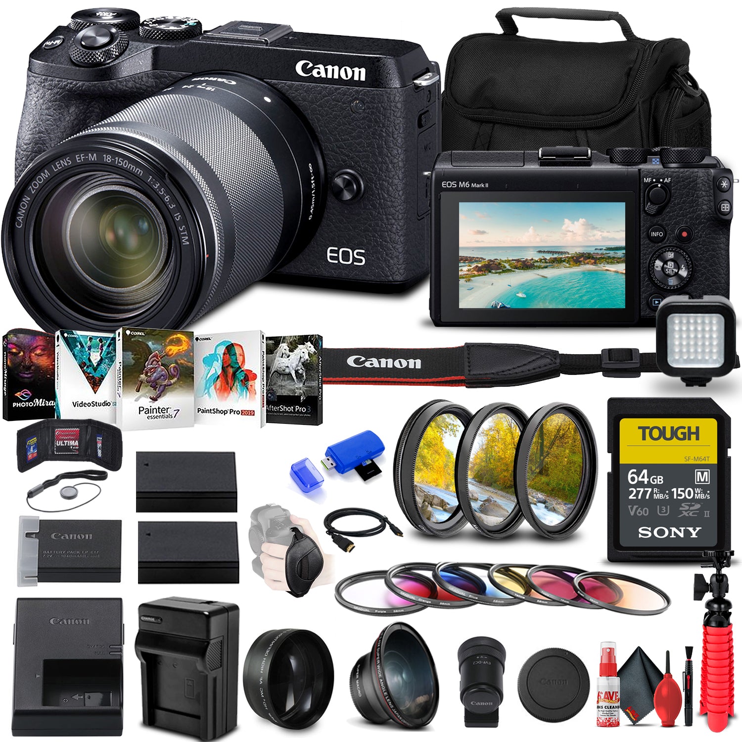 Canon EOS M6 Mark II Mirrorless Camera with 18-150mm Lens and EVF Bundle