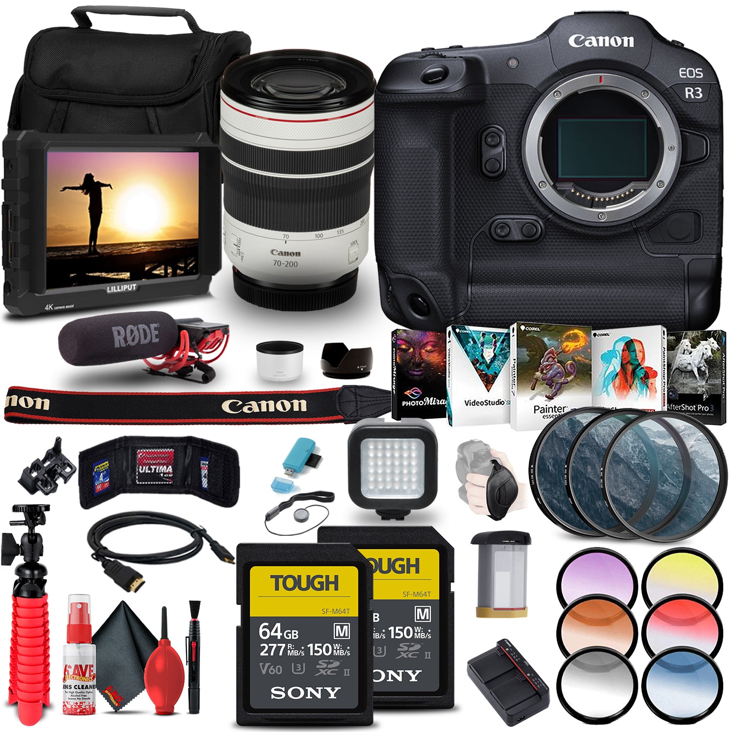 Canon EOS R3 Mirrorless Camera (4895C002) + Canon RF 70-200mm Bundle Ultimate Bundle