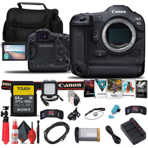 Canon EOS R3 Mirrorless Camera 4895C002 + Sony 64GB + More Bundle - Reconditioned Canon