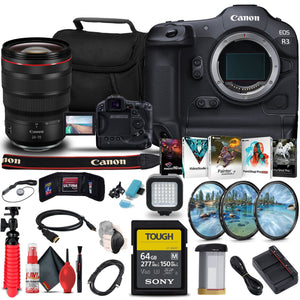 Canon EOS R3 Mirrorless Camera 4895C002 + Canon RF 24-70mm Lens + More Bundle - Reconditioned Canon