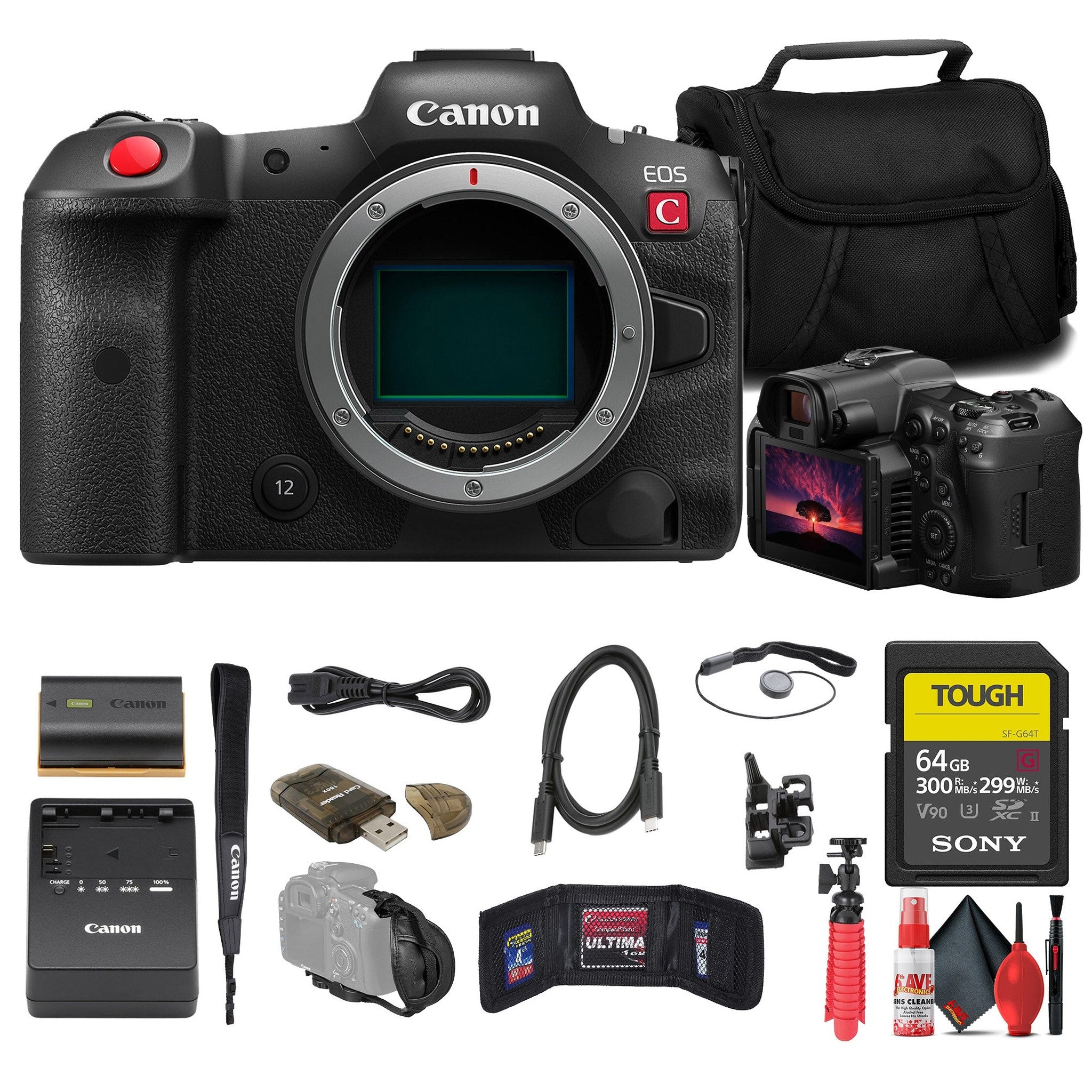Canon EOS R5 C Mirrorless Cinema Camera + 64GB Card + Bag + More - Reconditioned Canon