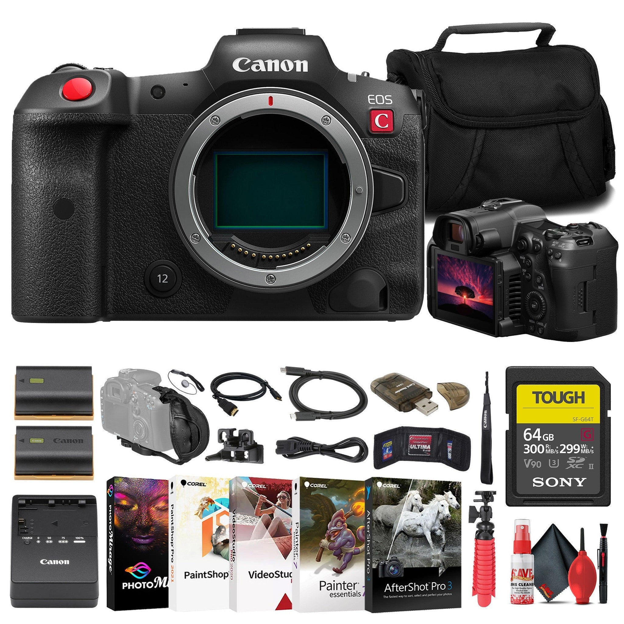 Canon EOS R5 C Mirrorless Cinema Camera + 64GB TOUGH Card + Bag + Charger + More - Reconditioned Canon