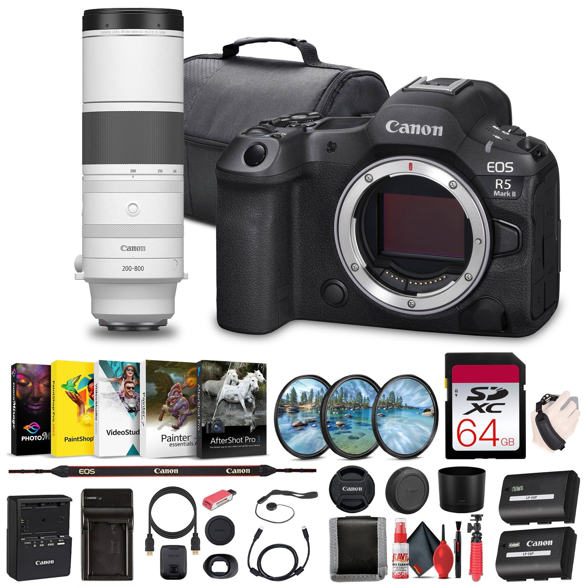 Canon - EOS R5 Mark II Mirrorless Camera, 45MP, Full-Frame Hybrid Camera, 8K Video Bundle International Model