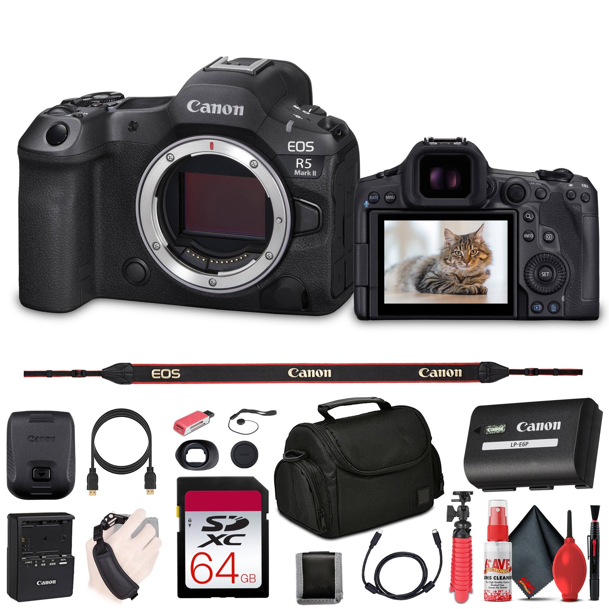 Canon - EOS R5 Mark II Mirrorless Camera, 45MP, Full-Frame Hybrid Camera, 8K Video Bundle International Model