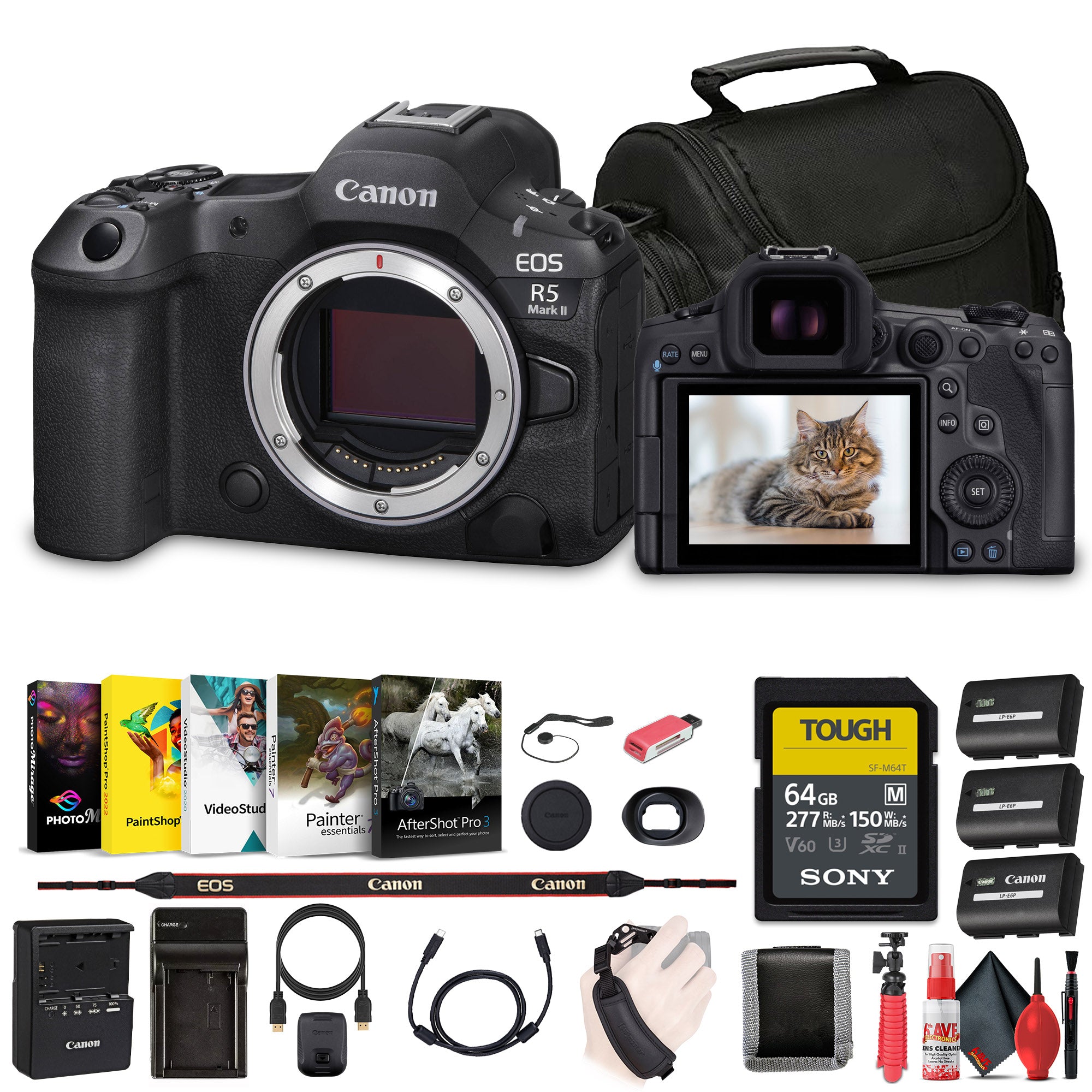 Canon - EOS R5 Mark II Mirrorless Camera, 45MP, Full-Frame Hybrid Camera, 8K Video Bundle