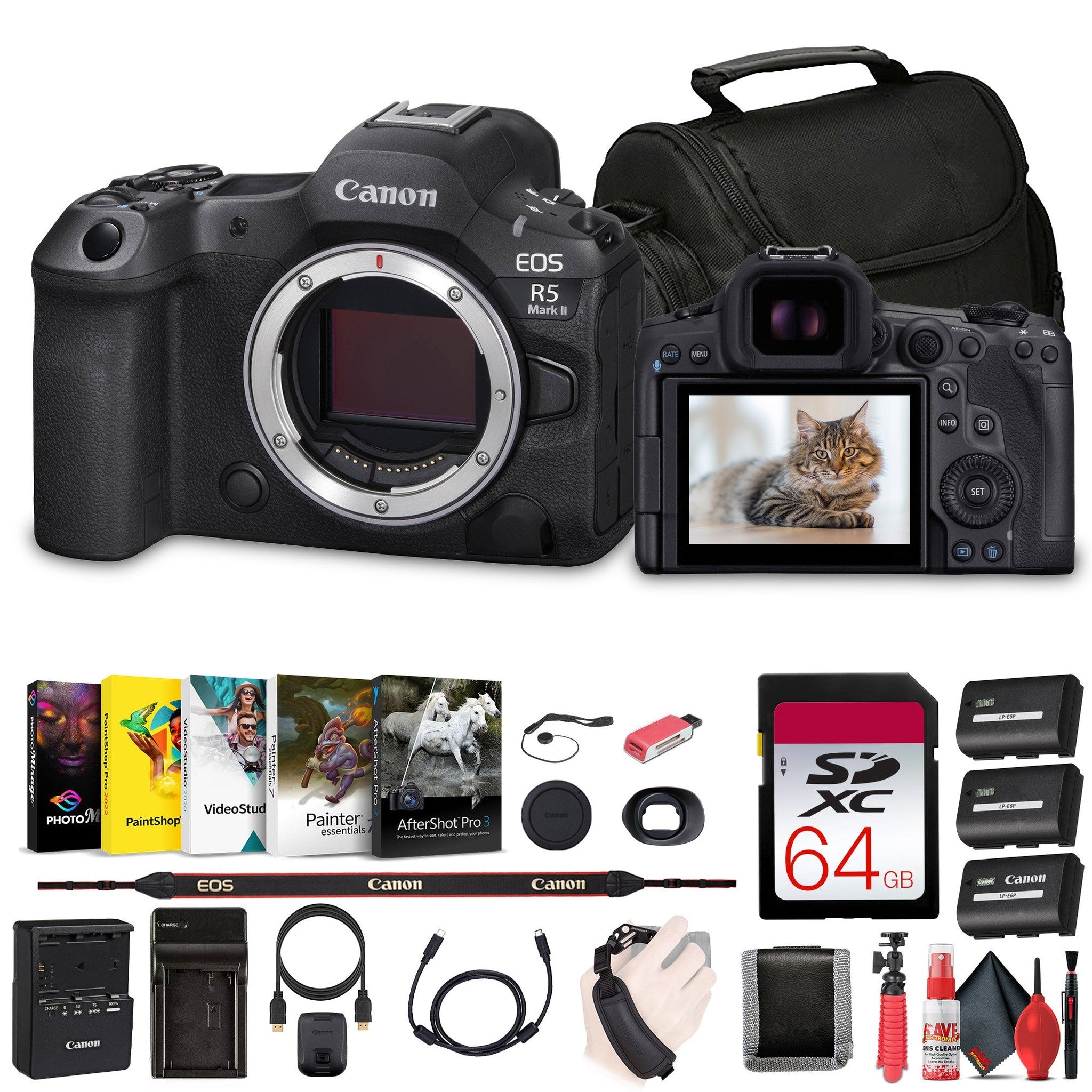 Canon - EOS R5 Mark II Mirrorless Camera, 45MP, Full-Frame Hybrid Camera, 8K Video Bundle International Model