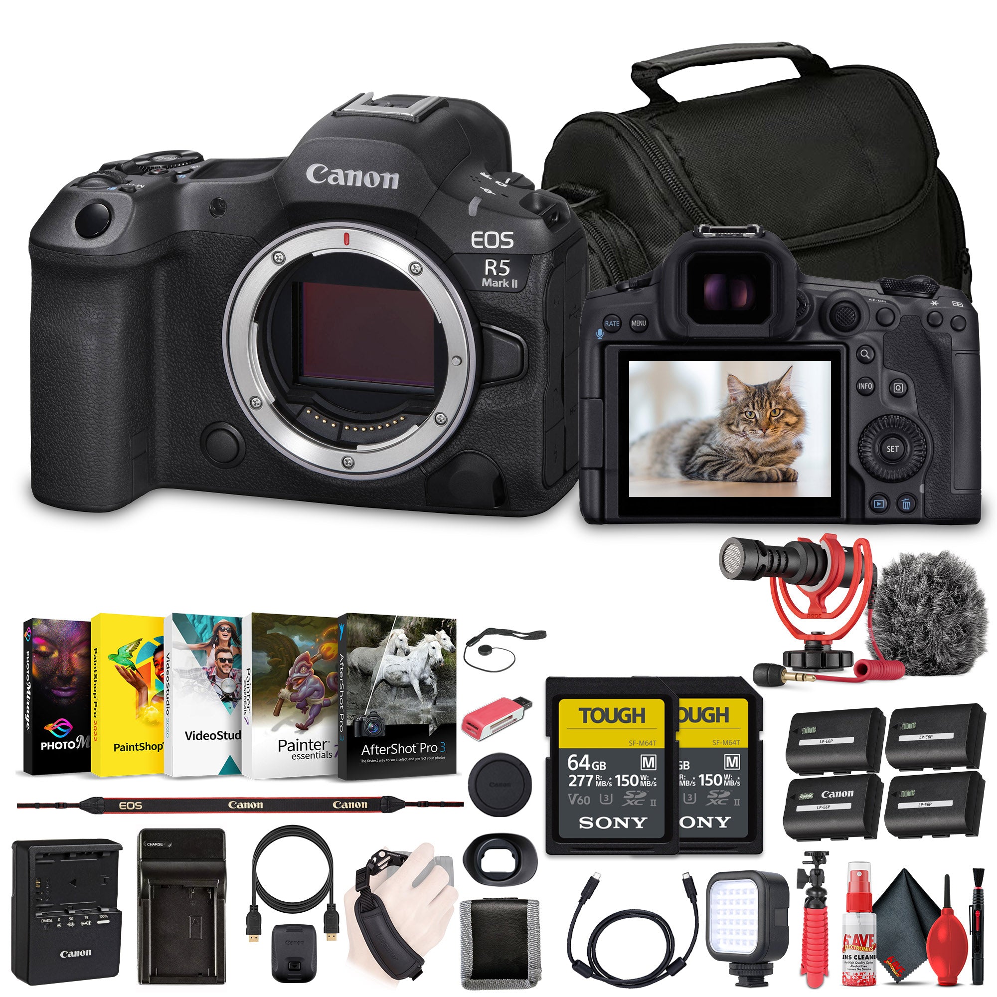 Canon - EOS R5 Mark II Mirrorless Camera, 45MP, Full-Frame Hybrid Camera, 8K Video Bundle