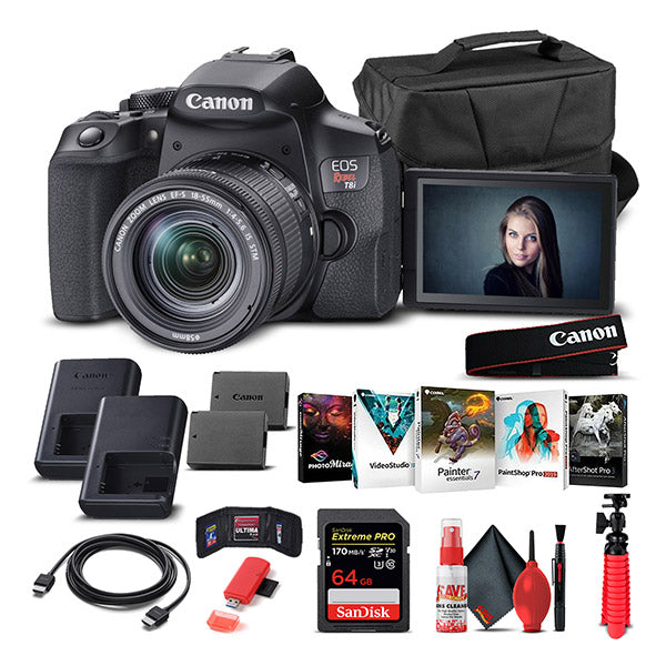 Canon EOS Rebel T8i DSLR Camera W/ 18-55mm Lens 3924C002  - Basic Bundle