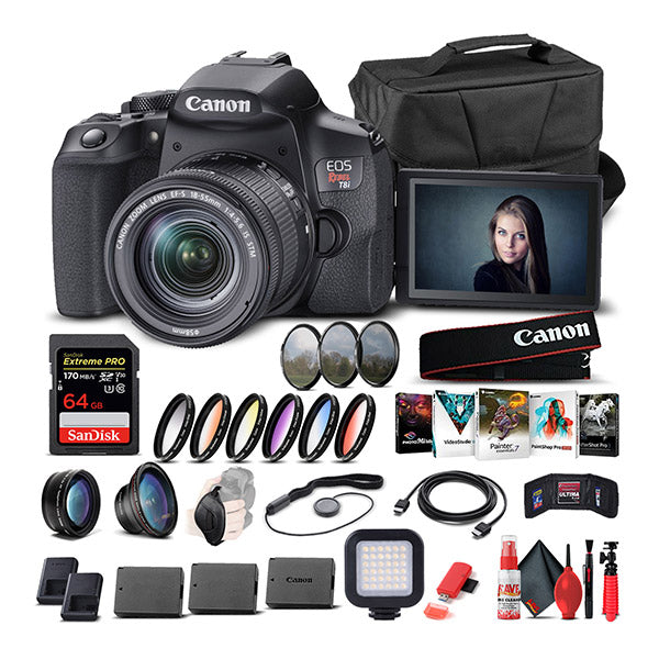 Canon EOS Rebel T8i DSLR Camera W/ 18-55mm Lens 3924C002  - Advanced Bundle