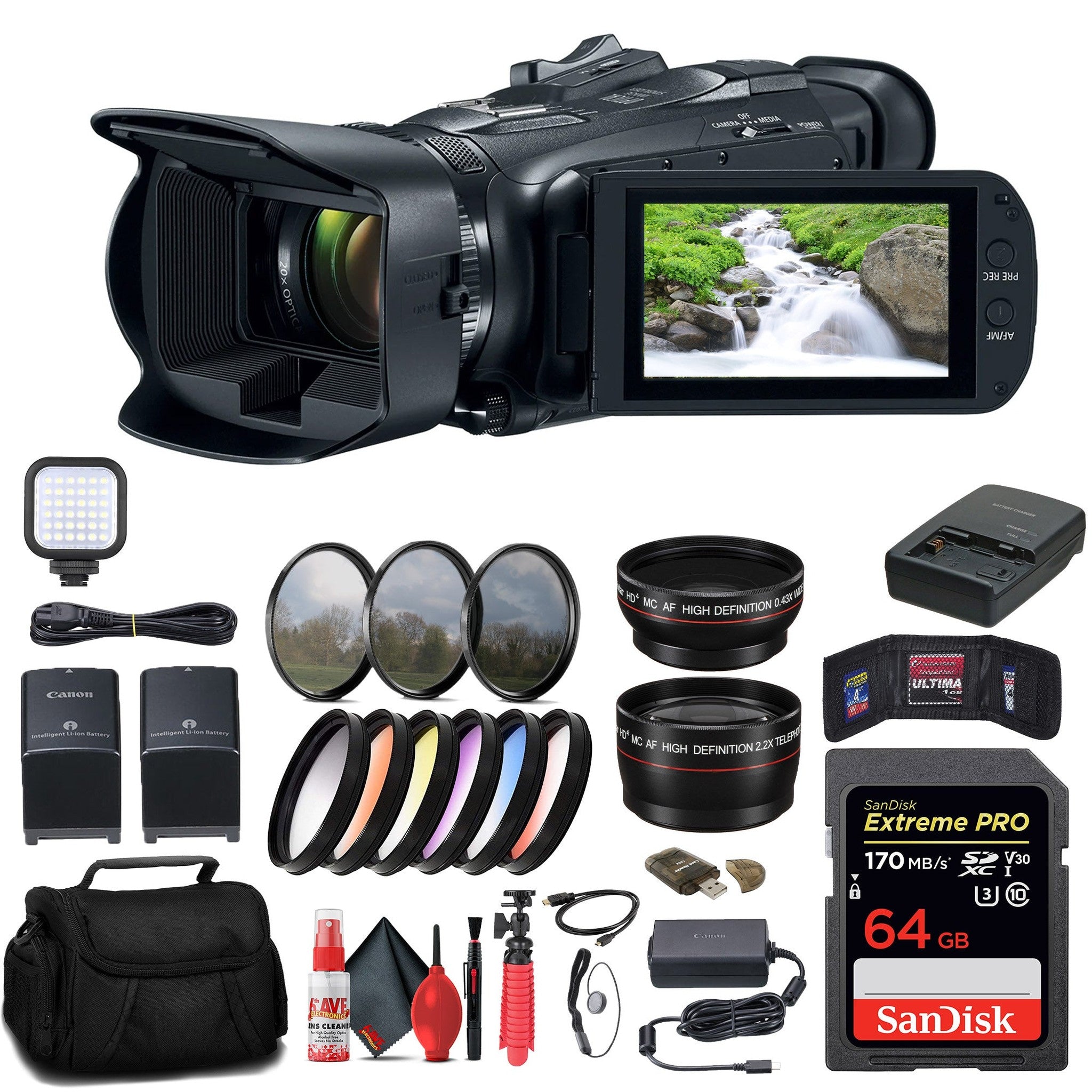 Canon Vixia HF G70 UHD 4K Camcorder + 64GB Memory Card + BP828 Battery + More - Reconditioned Canon