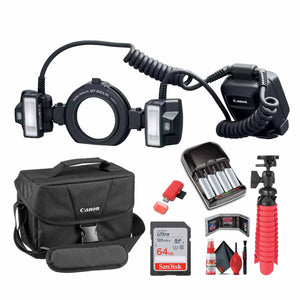 Canon MT-26EX-RT Macro Twin Lite 2398C003 + 64GB Ultra Memory Card + More Bundle