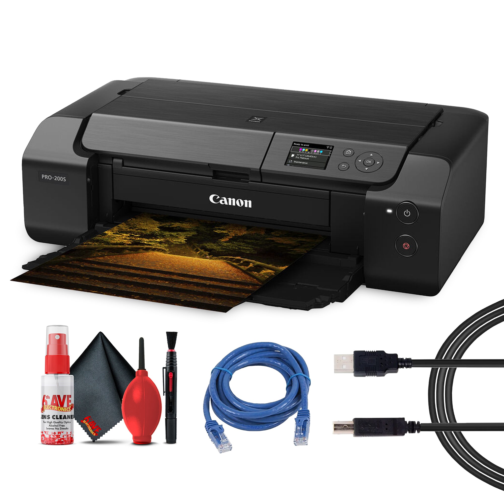 Canon PIXMA PRO-200S Wireless Printer | 13-Inch Photo, 8-Color Dye Ink, Compact - Bundle