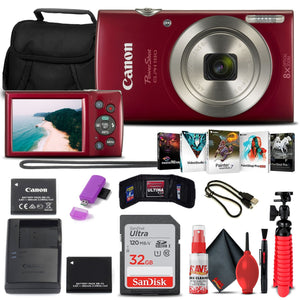 Canon PowerShot ELPH 180 Digital Camera 1096C001 + 32GB Card + More Bundle