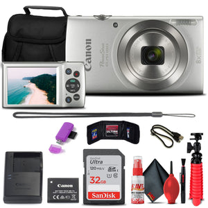 Canon PowerShot ELPH 180 Digital Camera Silver + 32GB Card + More Bundle