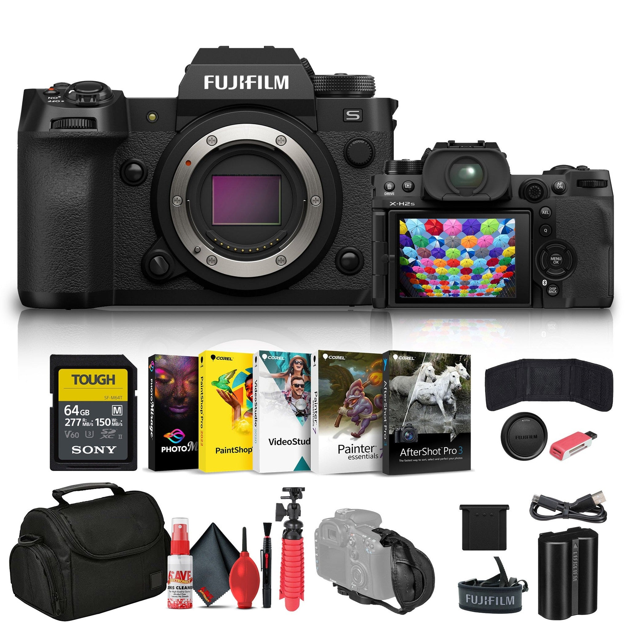 Fujifilm - X-H2S Mirrorless Camera 16756924 + 64GB Memory Card + Bag + More