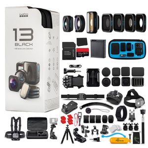 GoPro HERO13 Black with HB-Series Lens Collection - Waterproof Action Camera + 64GB Card and 50 Piece Accessory Kit