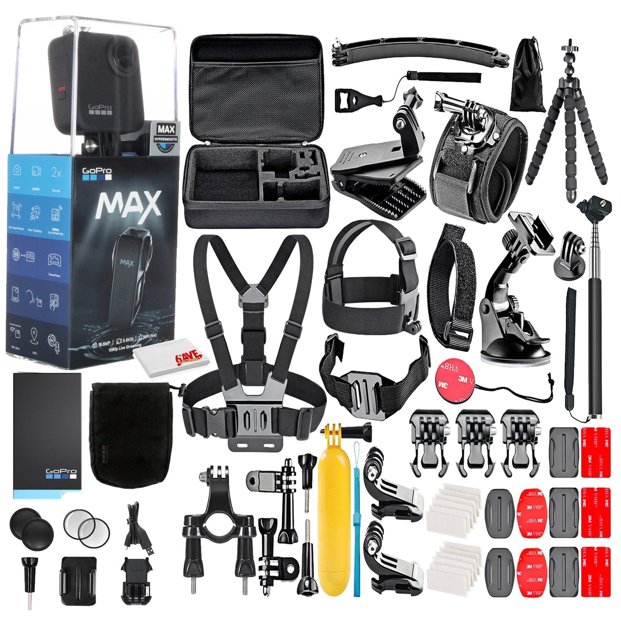 GoPro MAX 360 Waterproof Action Camera -With 50 Piece Accessory Kit