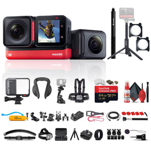 Insta360 ONE RS Twin Edition + Selfie Stick + 50-in-1 Accessory Kit + 64GB + More Insta360