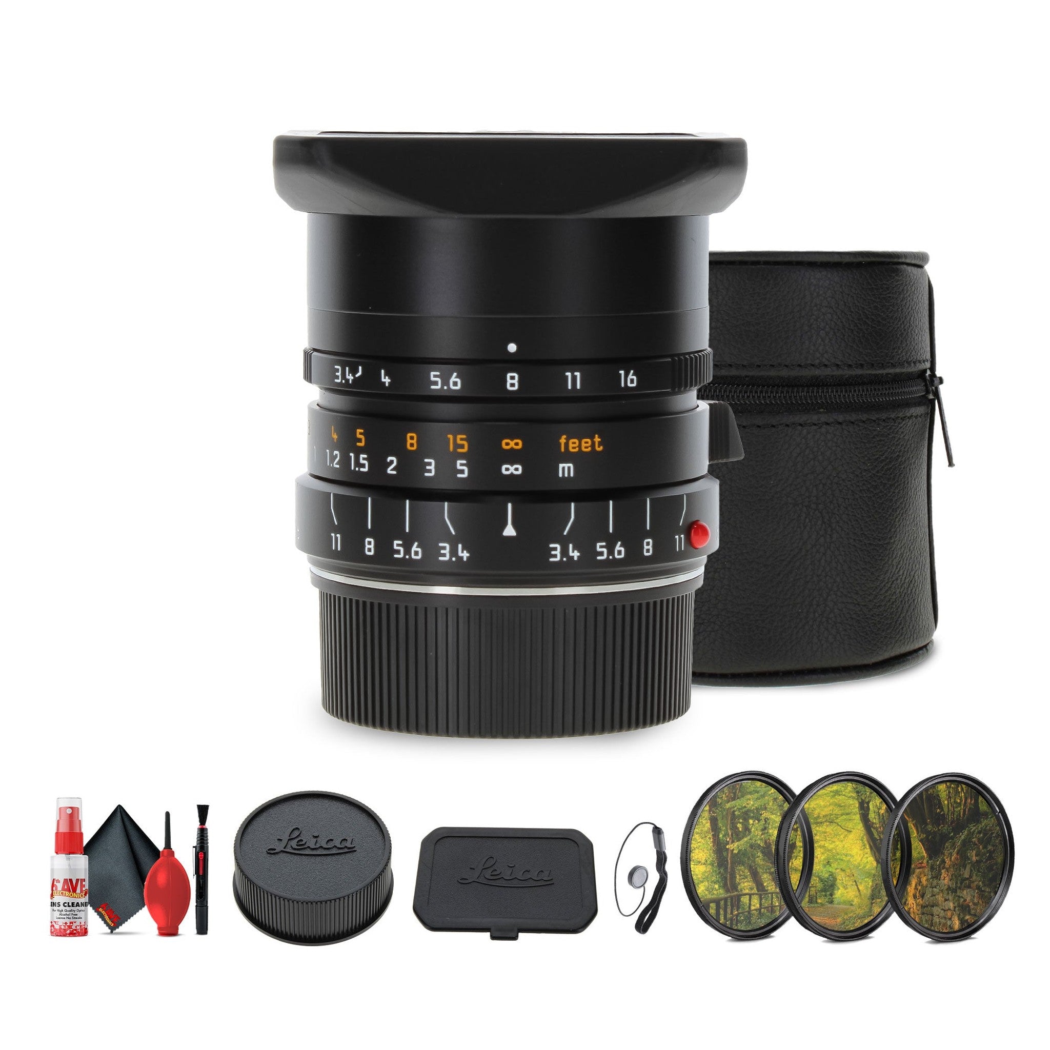 Leica Super-Elmar-M 21mm f/3.4 ASPH. Lens + Lens Filter Kit + Cleaning Kit + More