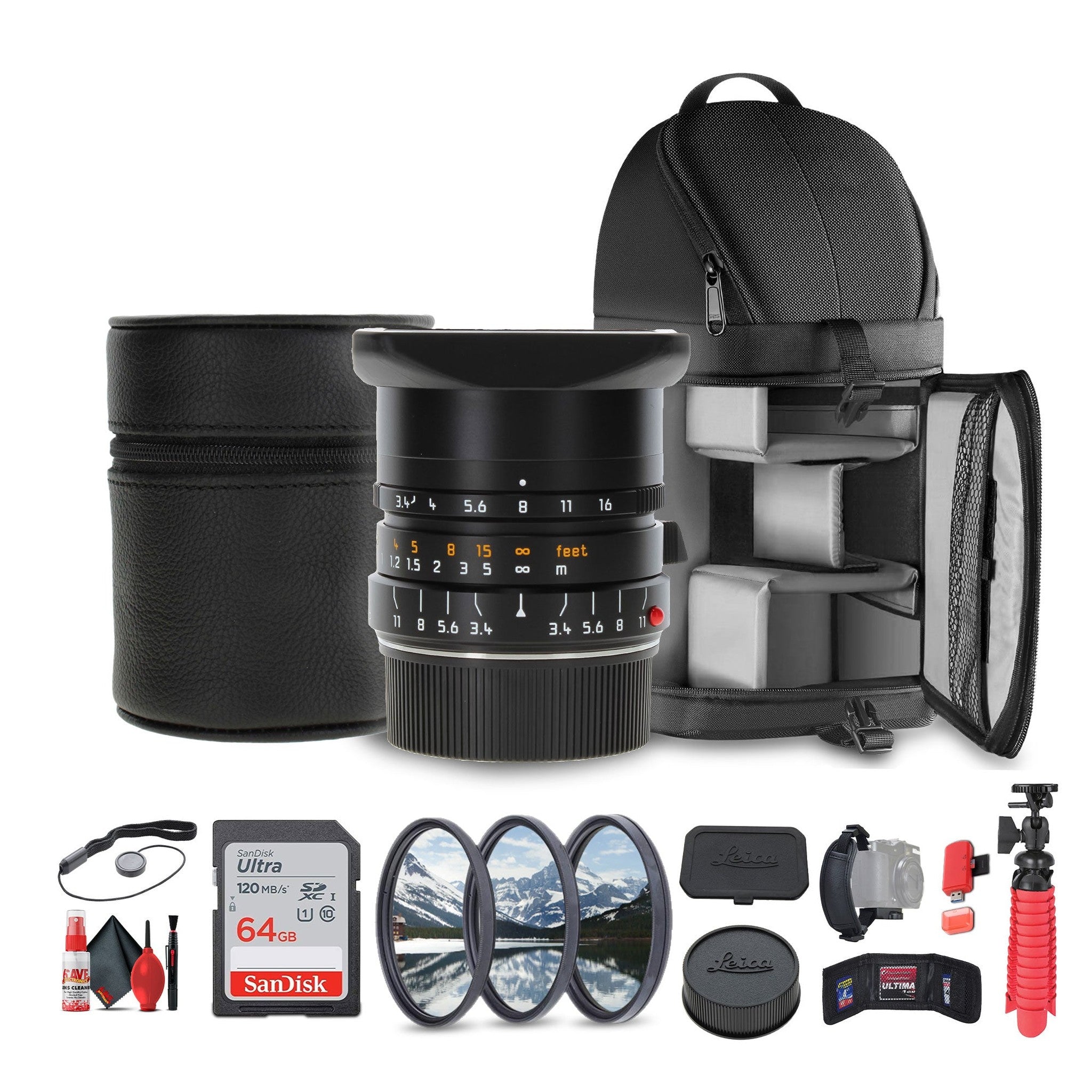 Leica Super-Elmar-M 21mm f/3.4 ASPH. Lens + Sling Backpack + 64GB Memory Card + More