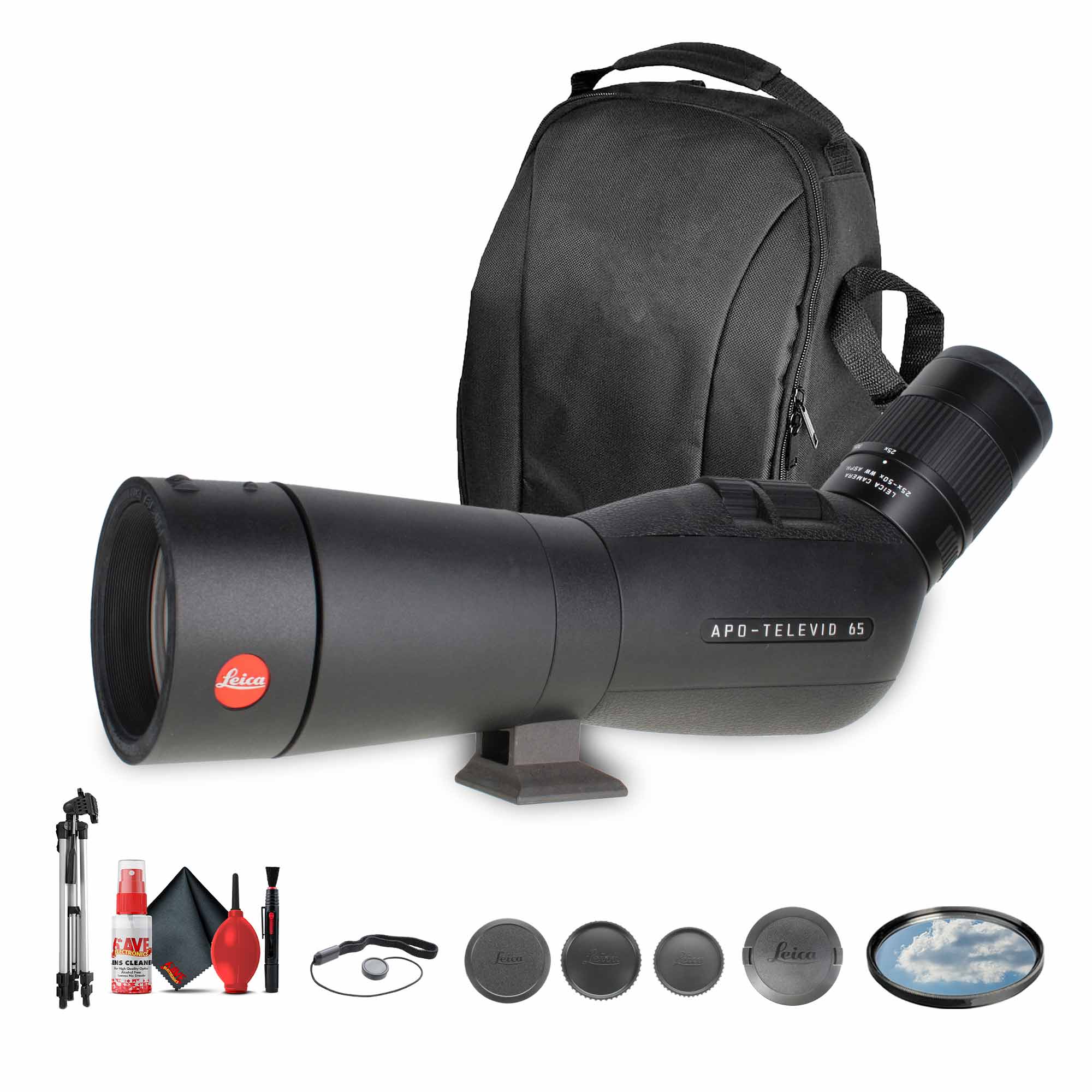 Leica APO-Televid 25-50x65mm Spotting Scope Angled Viewing + Tripod + BackPack - Bundle