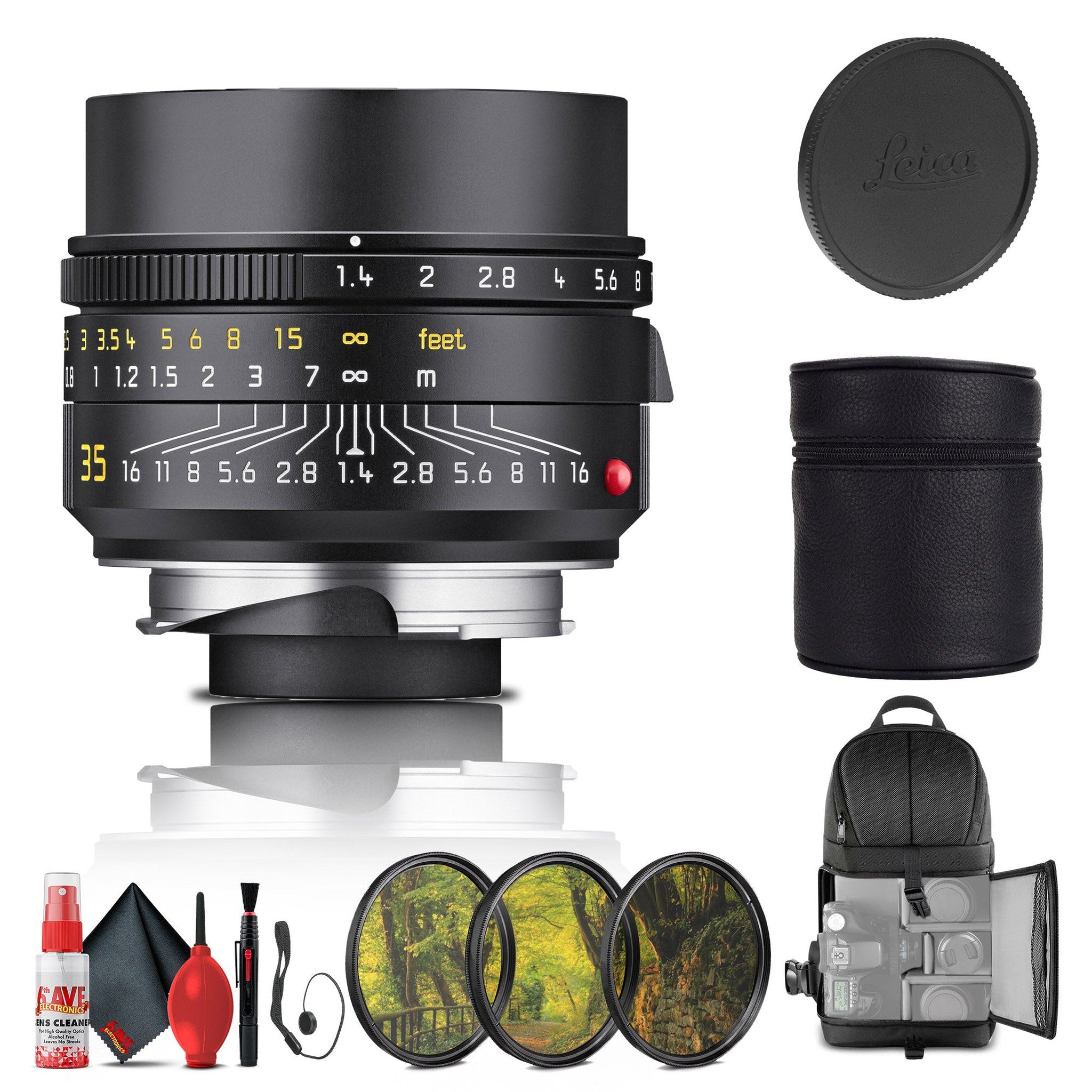 Leica Summilux-M 35mm f/1.4 ASPH. Lens Black 11726 + Filter Kit + More Leica