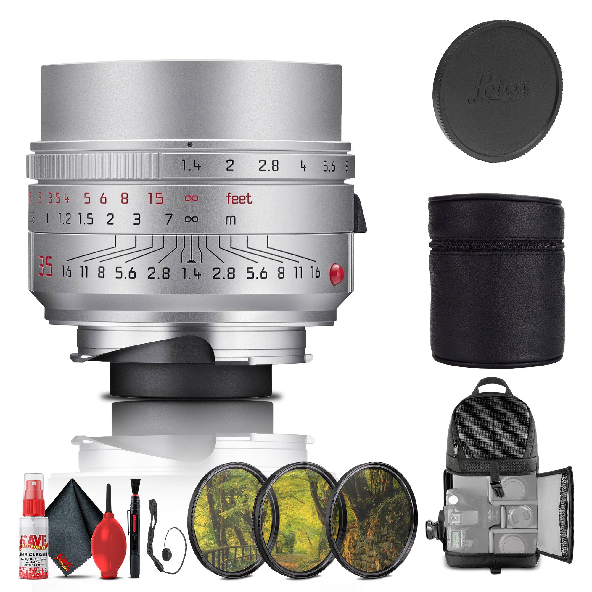 Leica Summilux-M 35mm f/1.4 ASPH. Lens Silver 11727 + Filter Kit + More