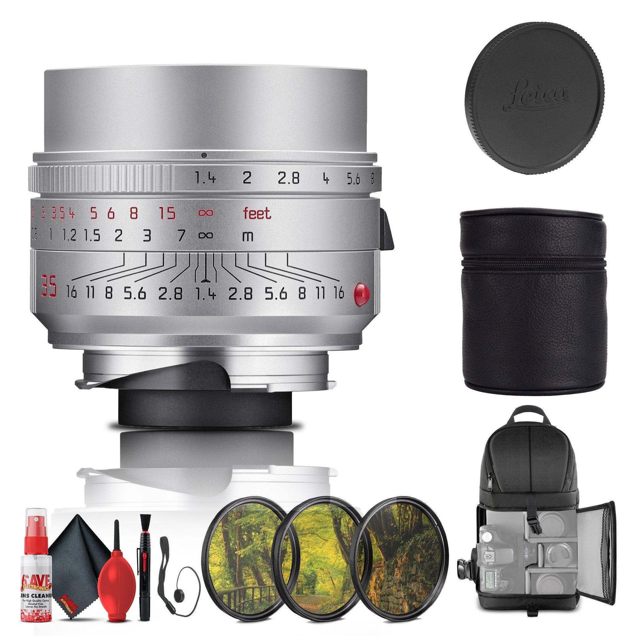 Leica Summilux-M 35mm f/1.4 ASPH. Lens Silver 11727 + Filter Kit + More Leica