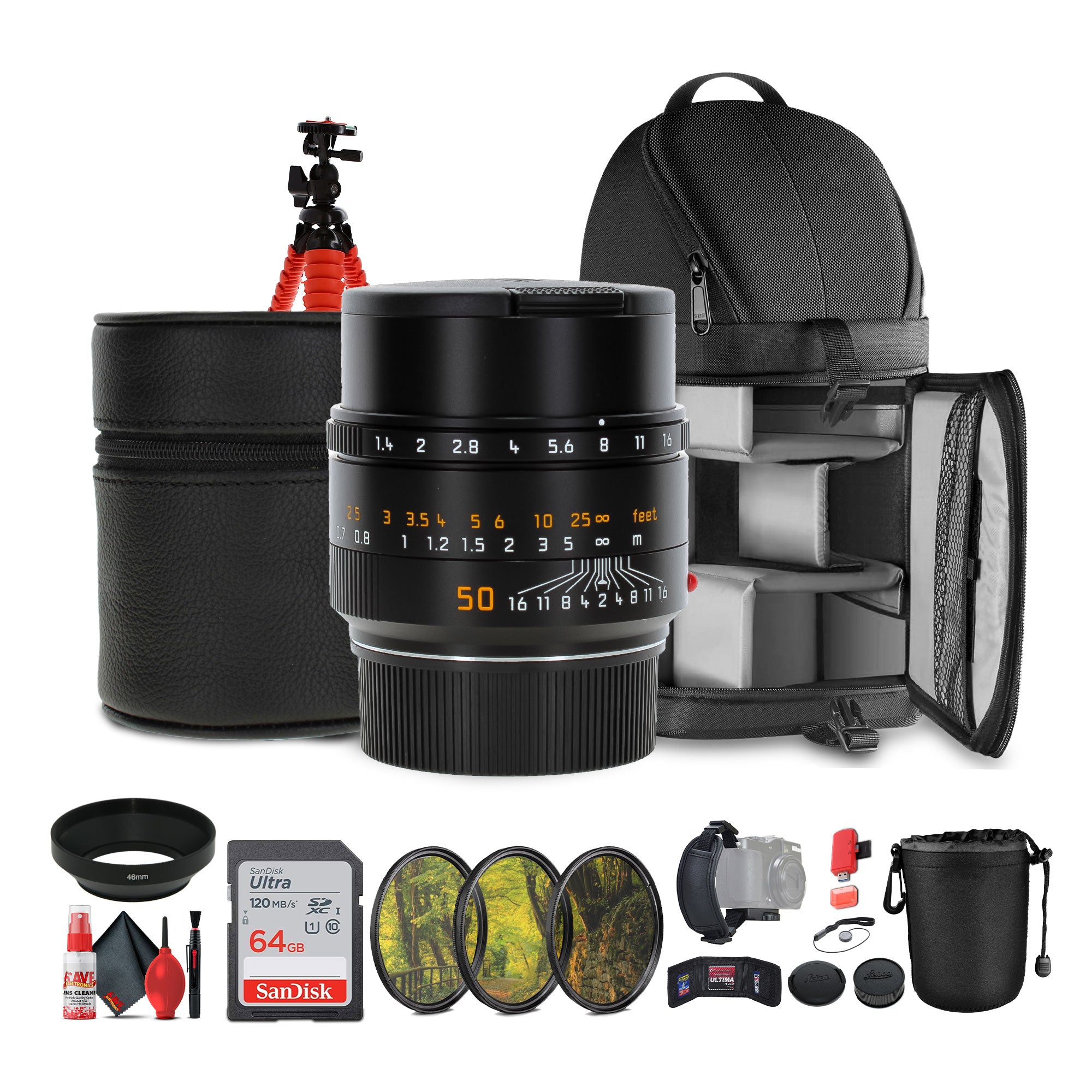 Leica Summilux-M 50mm f/1.4 ASPH. Lens + Sling Backpack + 64GB Memory Card + More