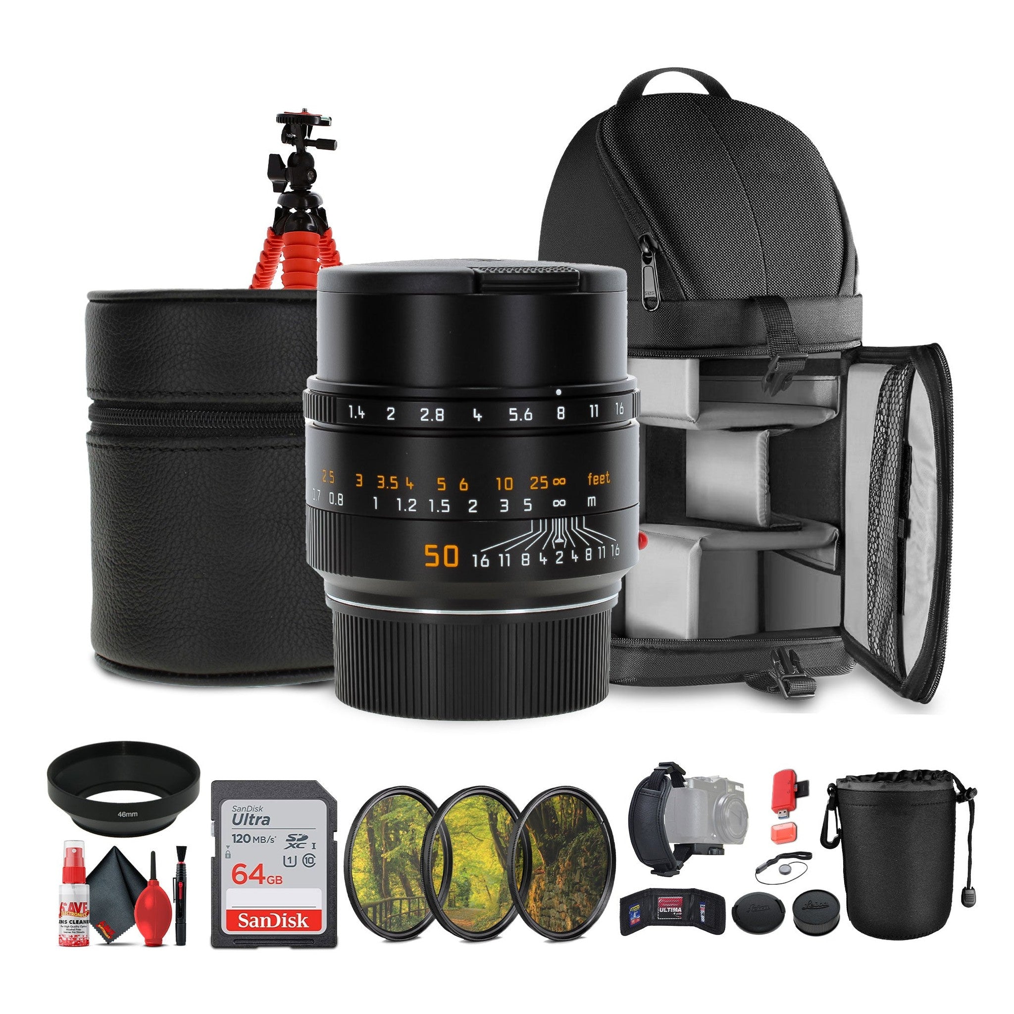 Leica Summilux-M 50mm f/1.4 ASPH. Lens + Sling Backpack + 64GB Memory Card + More Leica