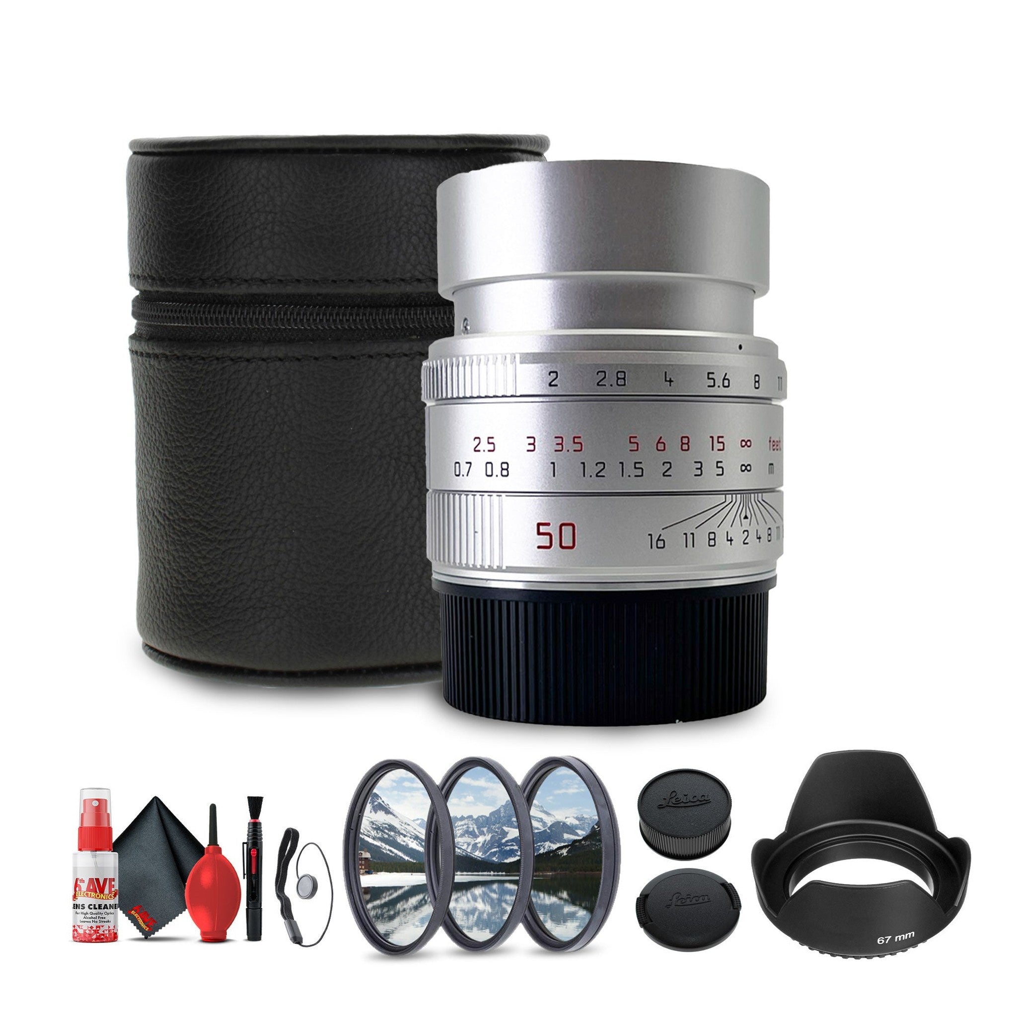 Leica APO-Summicron-M 50mm f/2 ASPH. Lens Silver Anodized + Lens Filter Kit + More Leica
