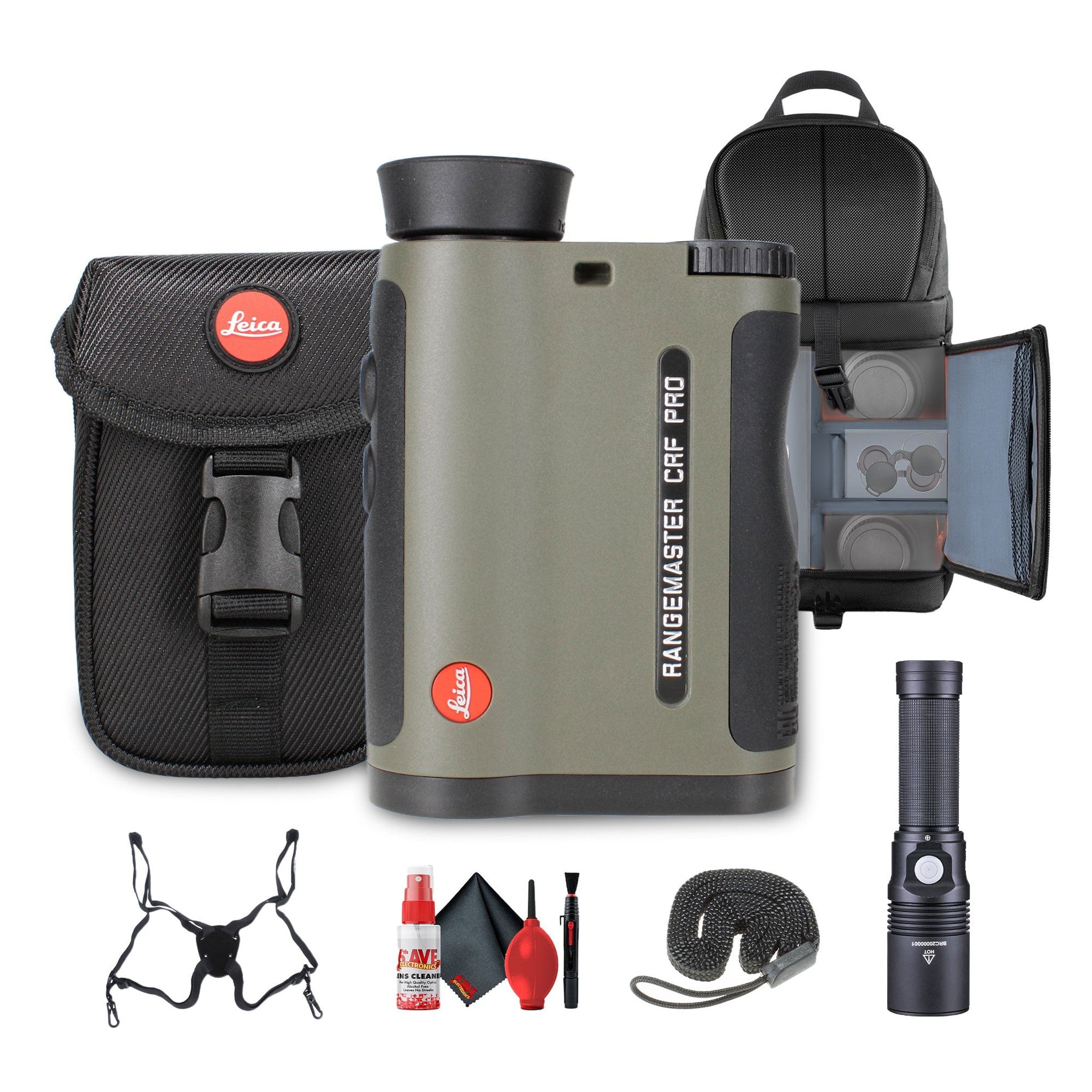 Leica 7x24 Rangemaster CRF PRO Laser Rangefinder + BackPack + Flashlight - Bundle Leica
