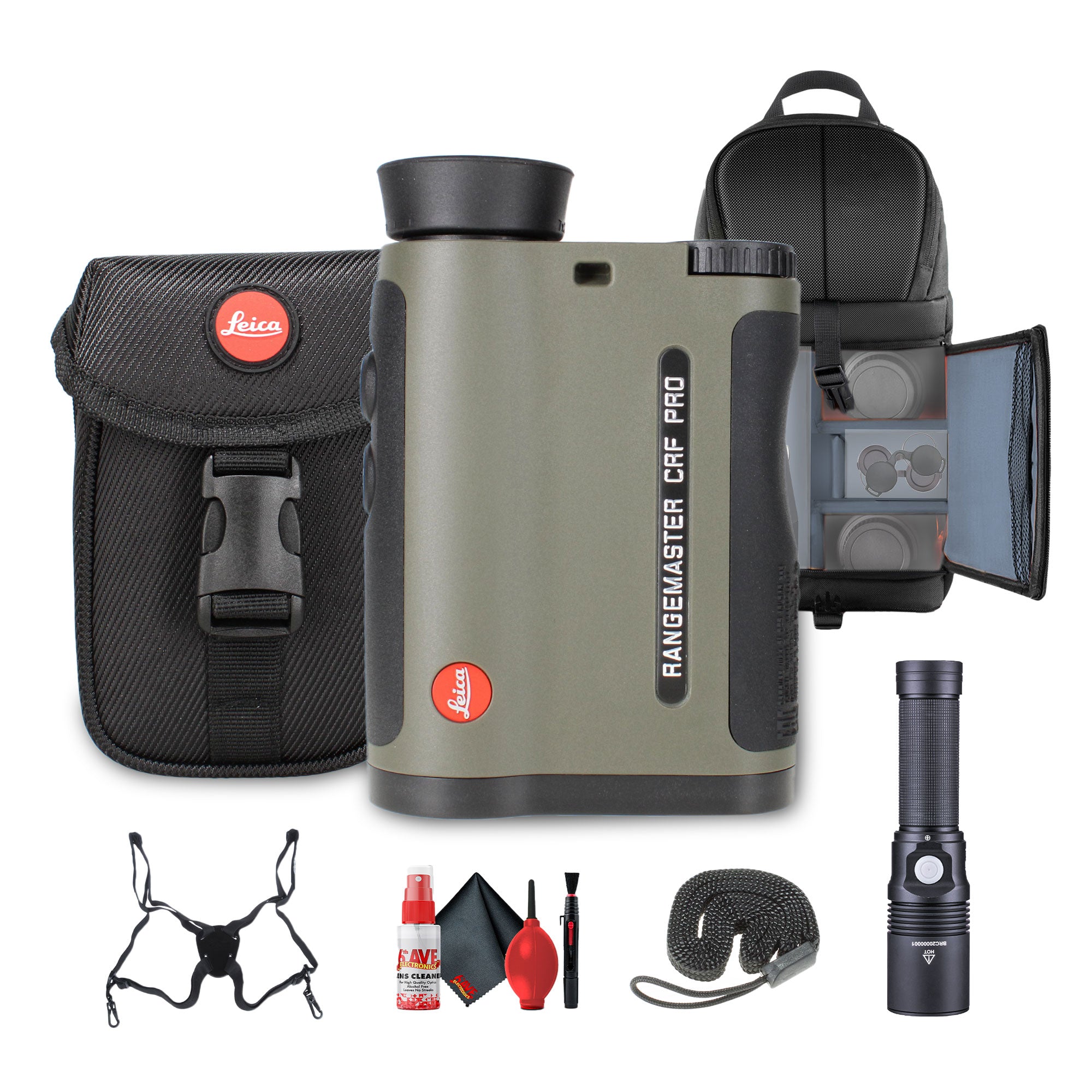 Leica 7x24 Rangemaster CRF PRO Laser Rangefinder + BackPack + Flashlight - Bundle