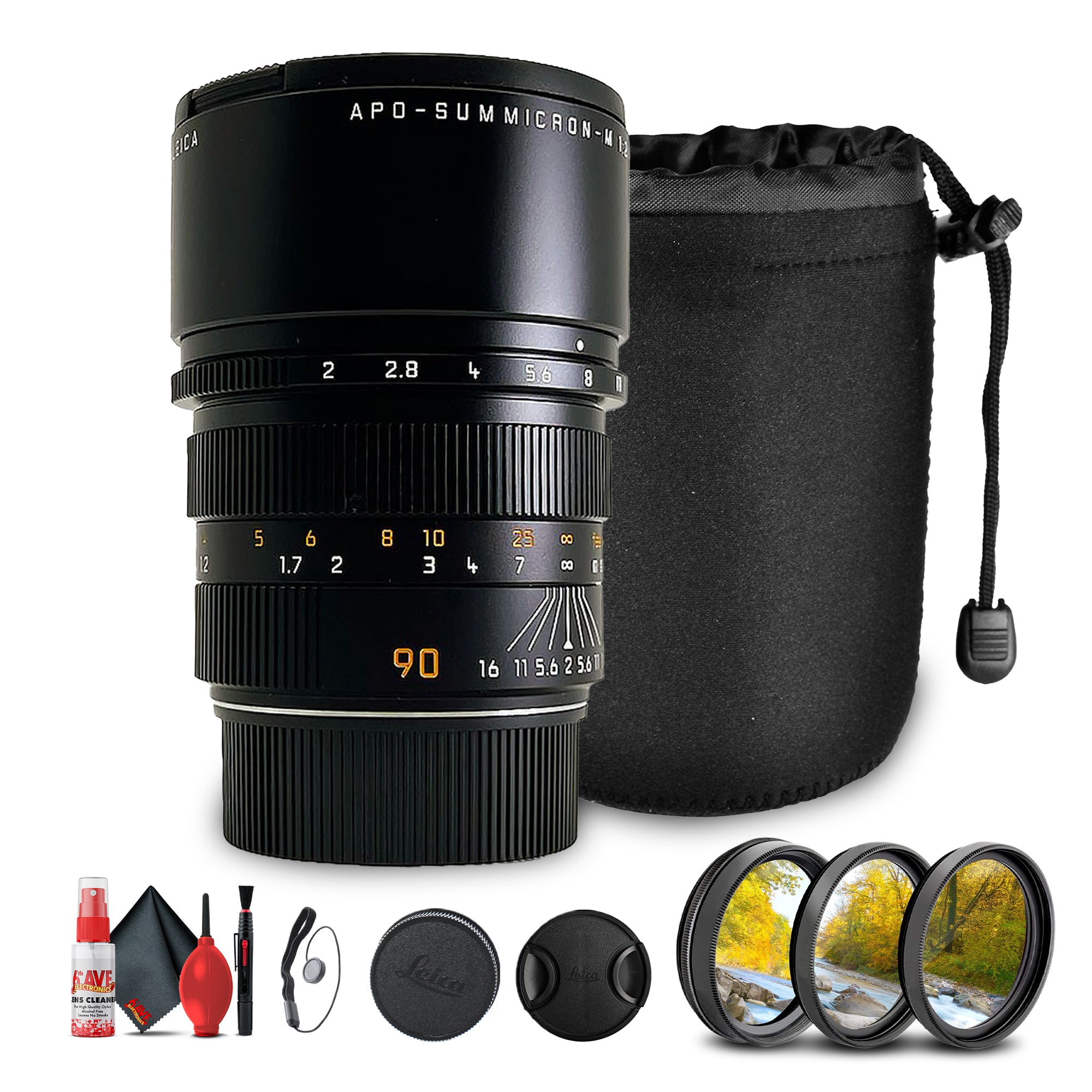 Leica APO-Summicron-M 90mm f/2 Lens | M-Mount, Portrait Telephoto Prime - Bundle