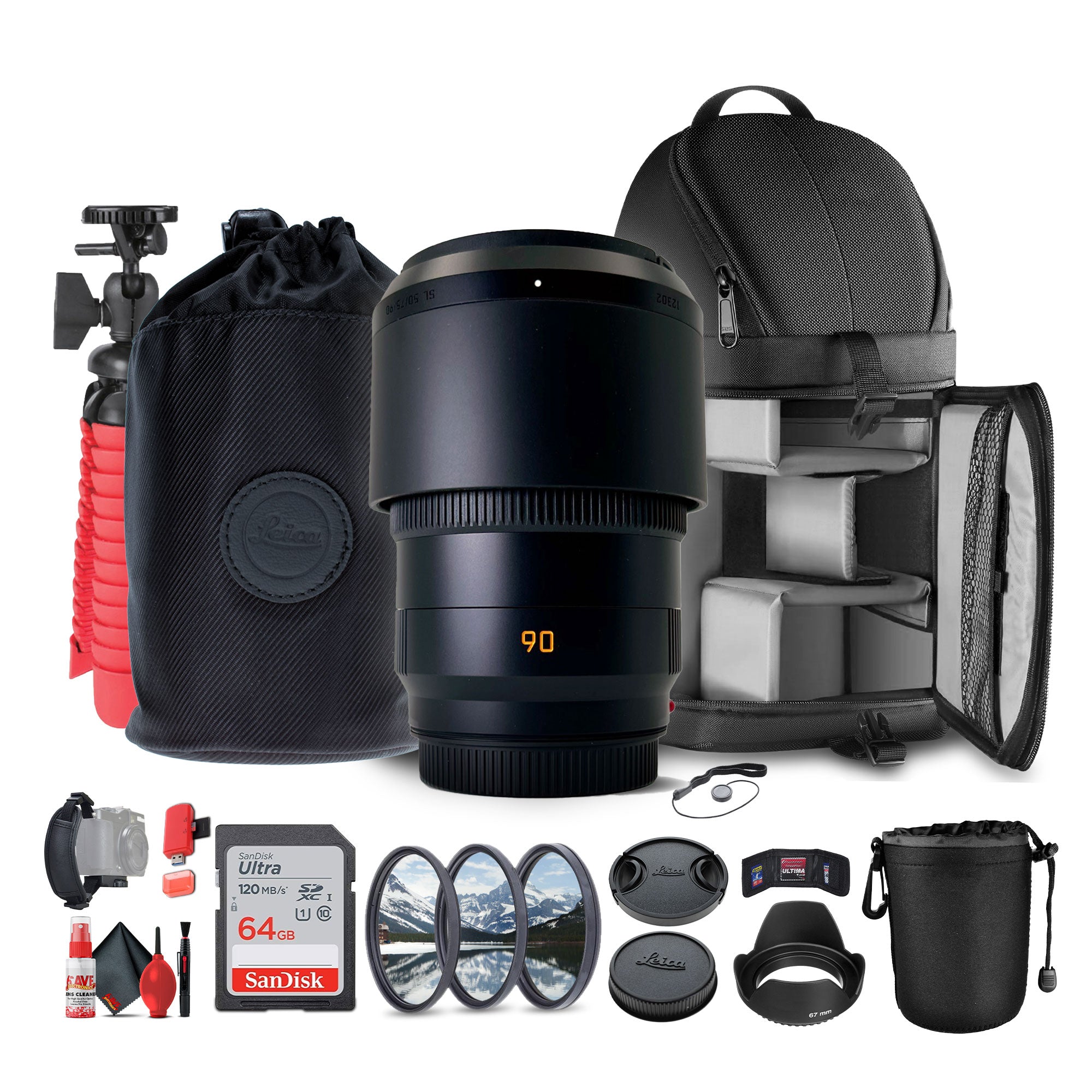 Leica APO-Summicron-SL 90mm f/2 ASPH. Lens + Sling Backpack + 64GB Memory Card + More