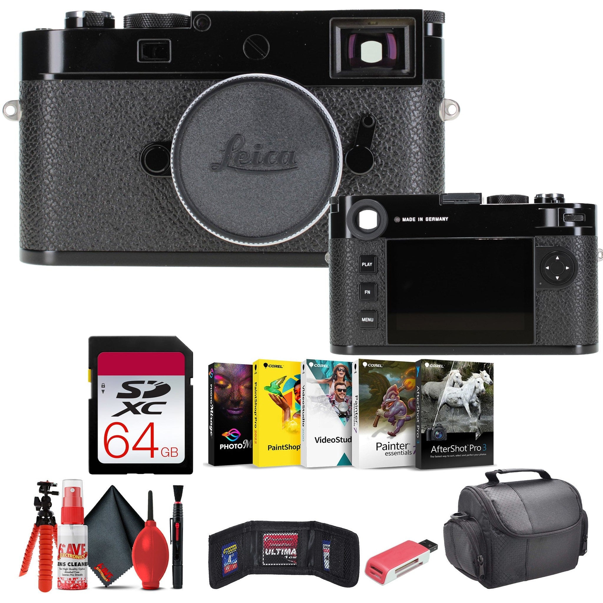 Leica M11 Rangefinder Camera Glossy Black + 64GB Memory Card + Corel Photo Software + More
