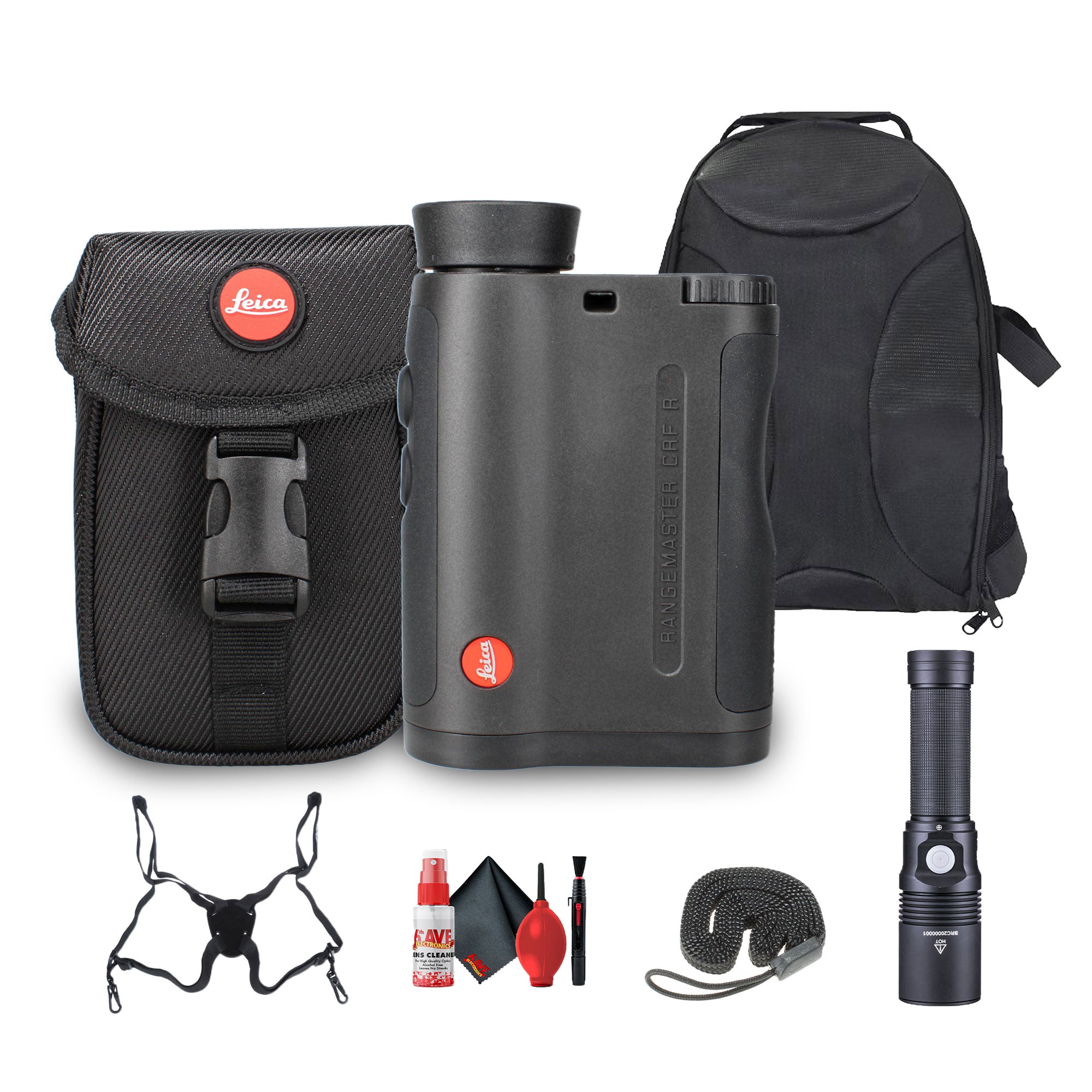 Leica 7x24 Rangemaster CRF-R  Durable Compact Weather-Resistant Laser Rangefinder - Bundle