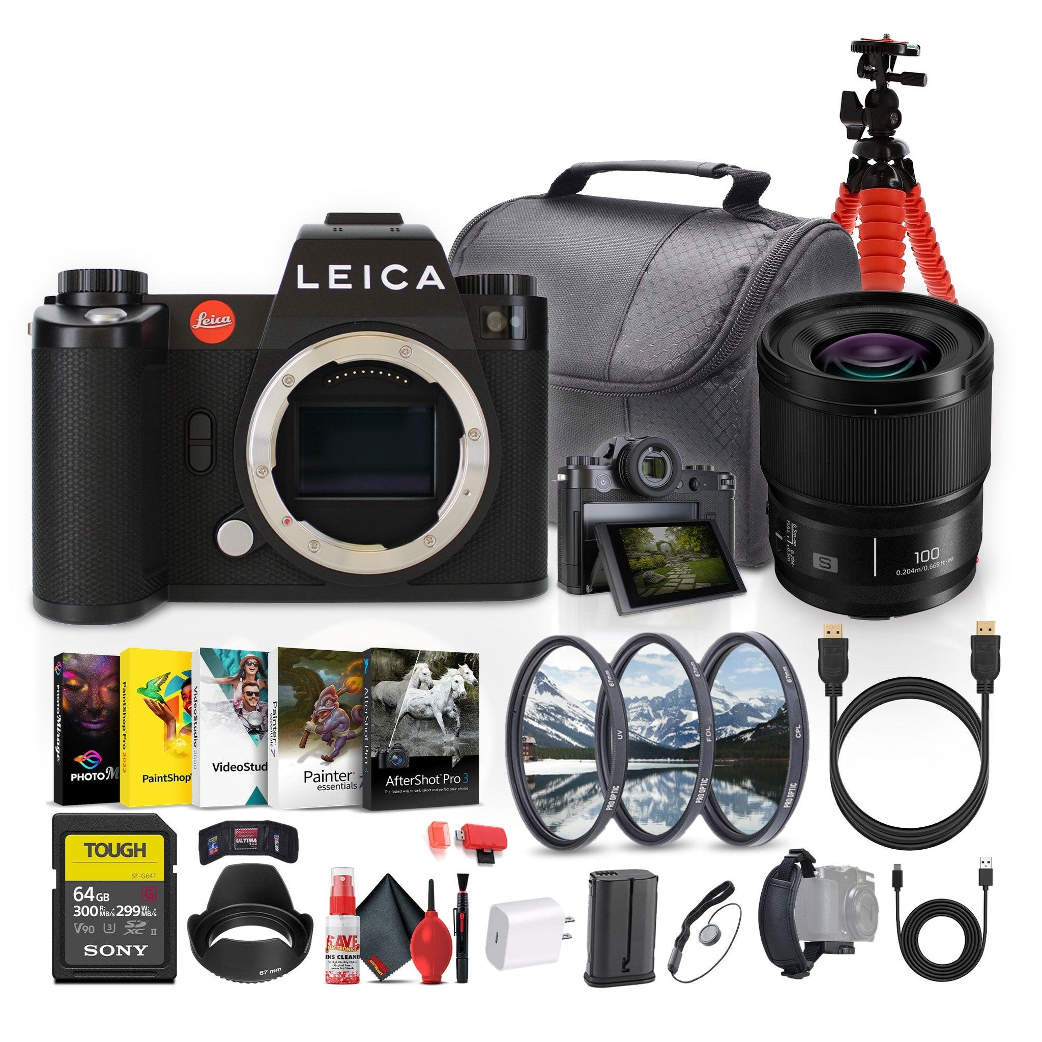 Leica SL3 Mirrorless Digital Camera + Panasonic S 100mm Lens + 64GB Memory Card + More Leica