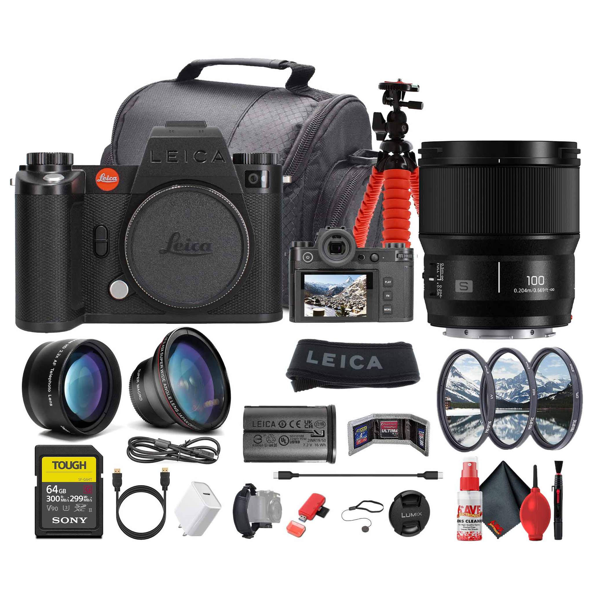 Leica SL3-S Mirrorless Digital Camera + Panasonic S 100mm Lens + 64GB Memory Card - Bundle Leica