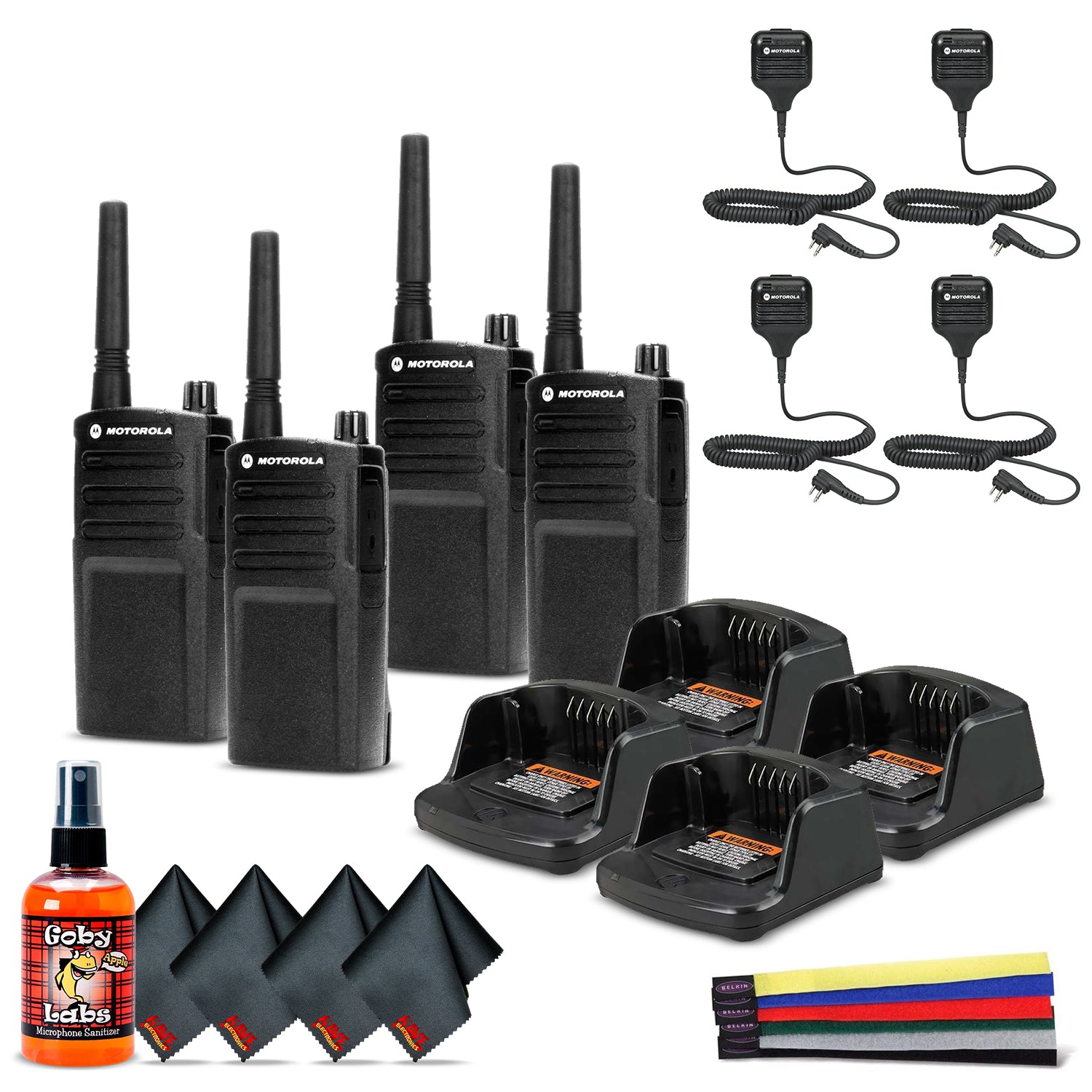 4 x Motorola RMU2040 On-Site 2-Way Radio (RMU2040) - 4 Pack With Mic Bundle
