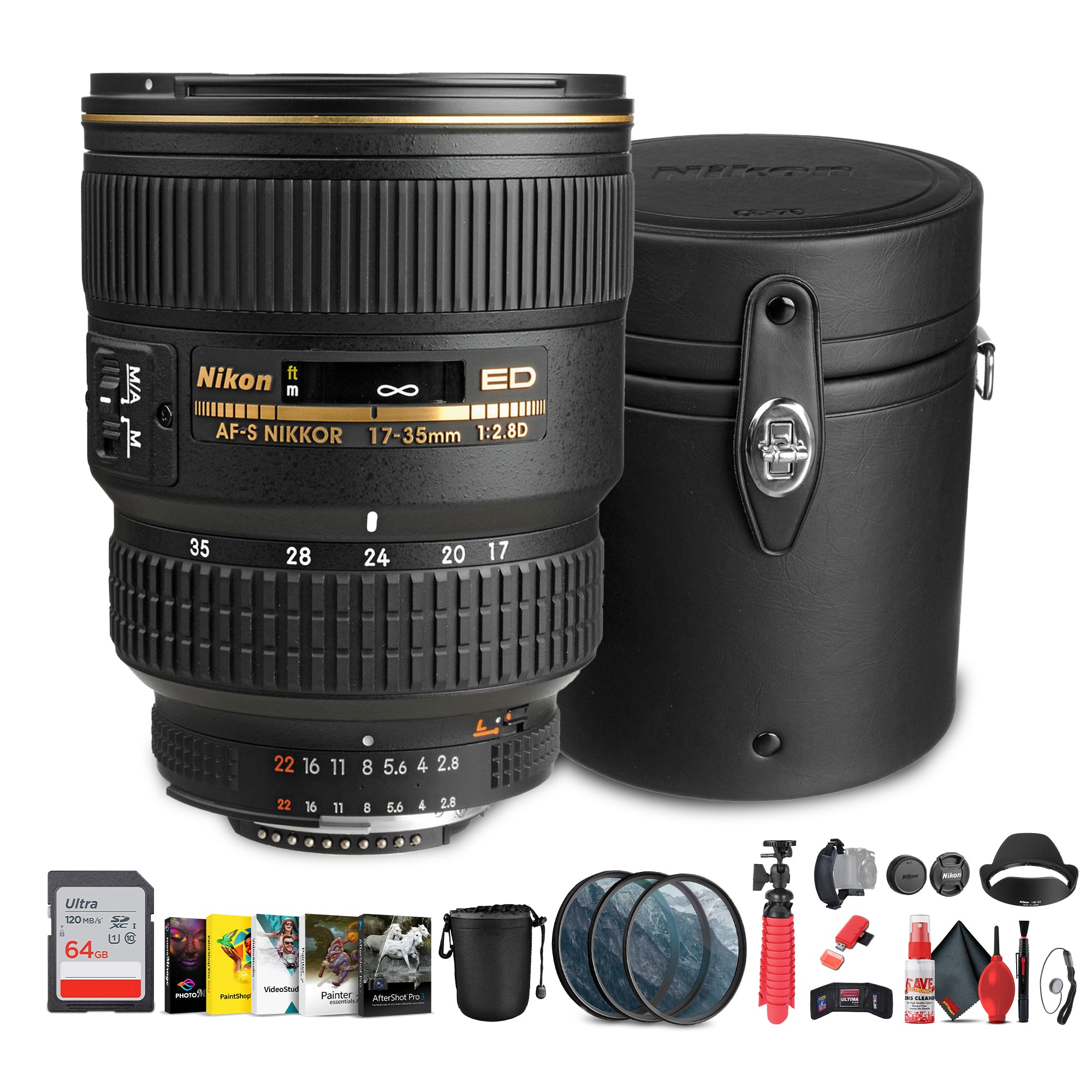 Nikon AF-S Wide-angle Zoom-NIKKOR 17-35mm f/2.8D IF-ED Lens + More Bundle
