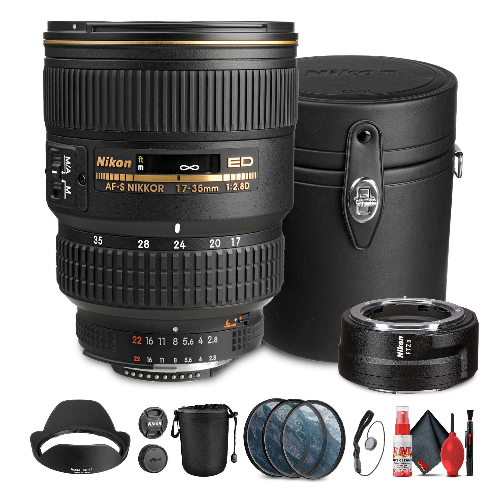 Nikon AF-S Wide-angle Zoom-NIKKOR 17-35mm f/2.8D IF-ED Lens + More Bundle