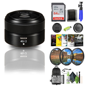 Nikon NIKKOR Z 40mm f/2 Standard Prime Lens for Nikon Z Cameras 20102 + 64GB Card - Bundle