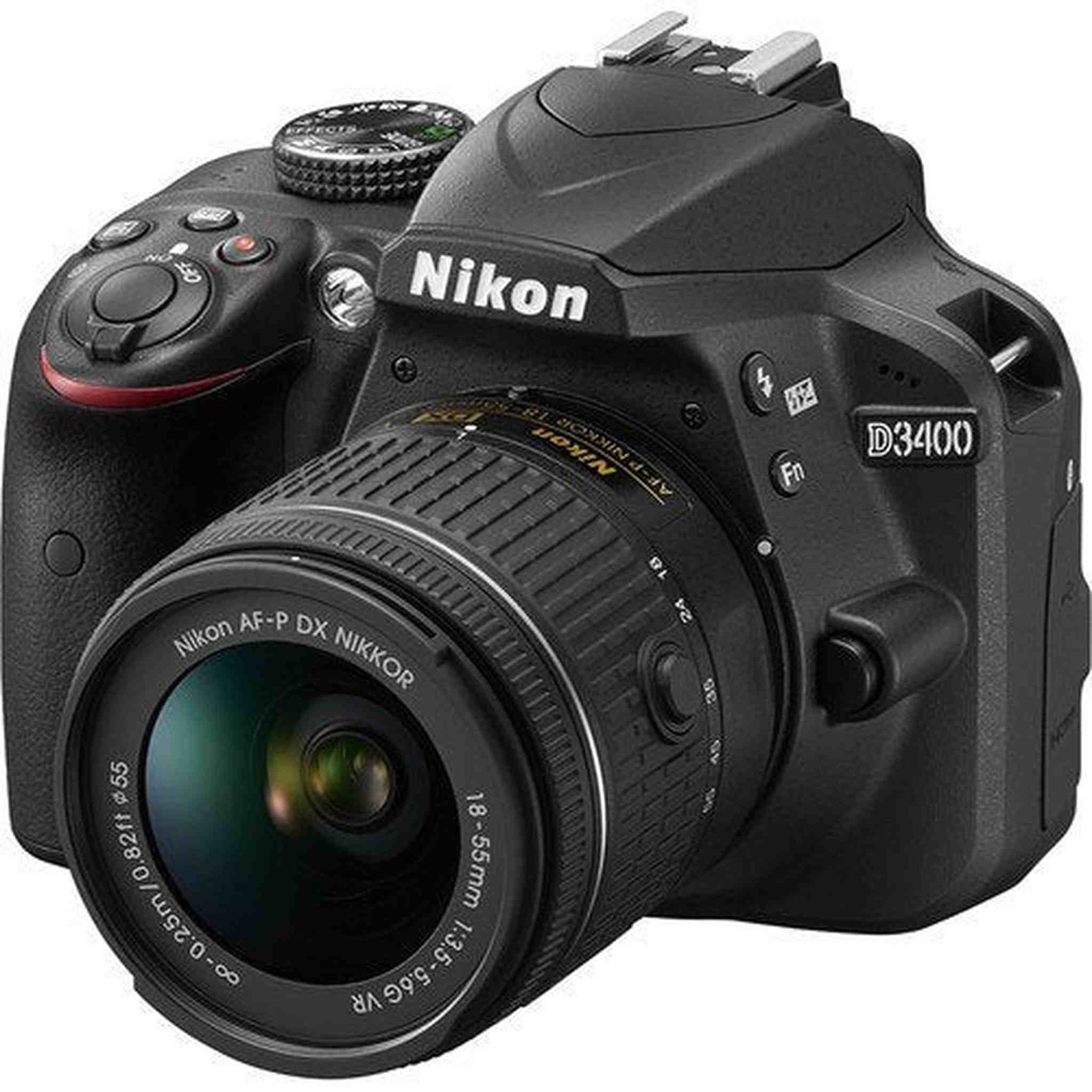 Nikon D3400 DSLR Camera with 18-55mm Lens 1571 Professional Bundle W/Bag, Extra Battery, LED Light, Mic, Filters, Tripod, Monitor and More