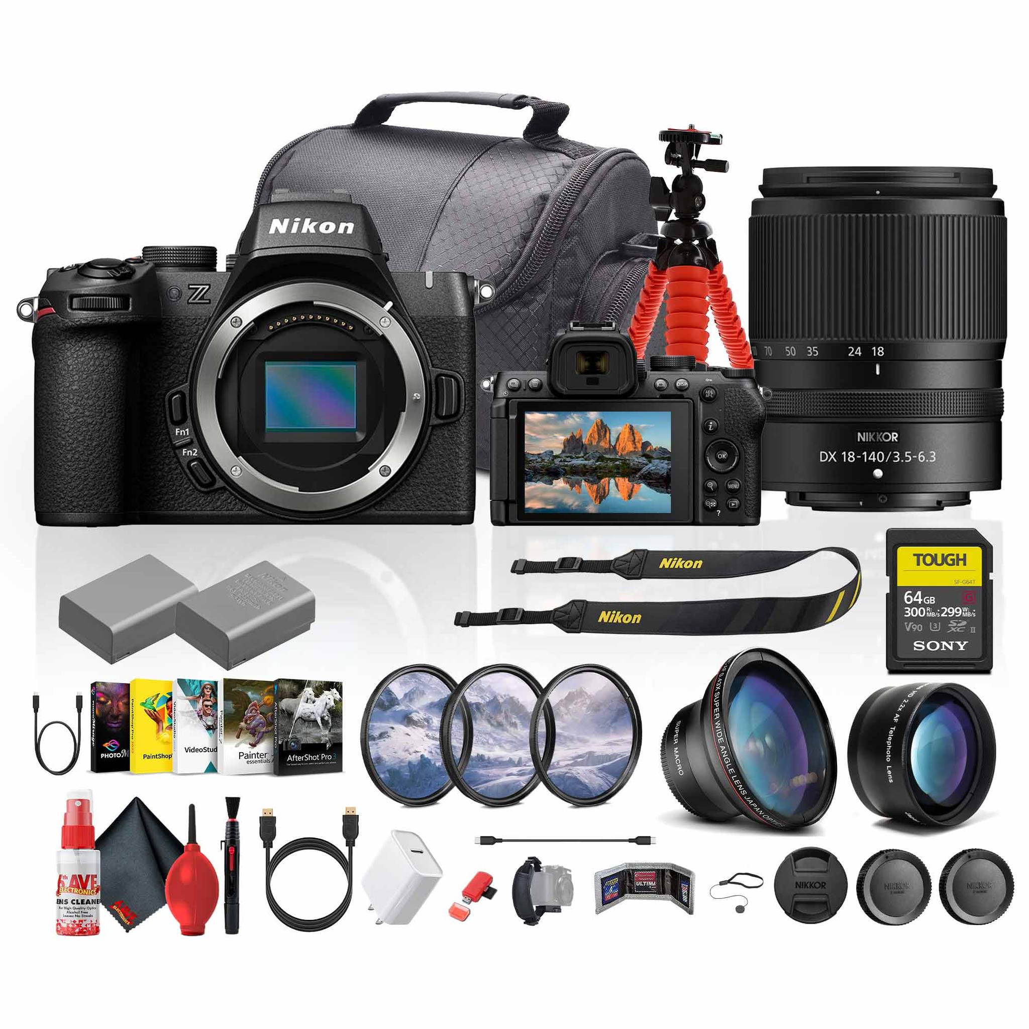 Nikon Z50 II Lightweight Mirrorless Camera with 18-140mm f/3.5-6.3 Lens Kit - Bundle