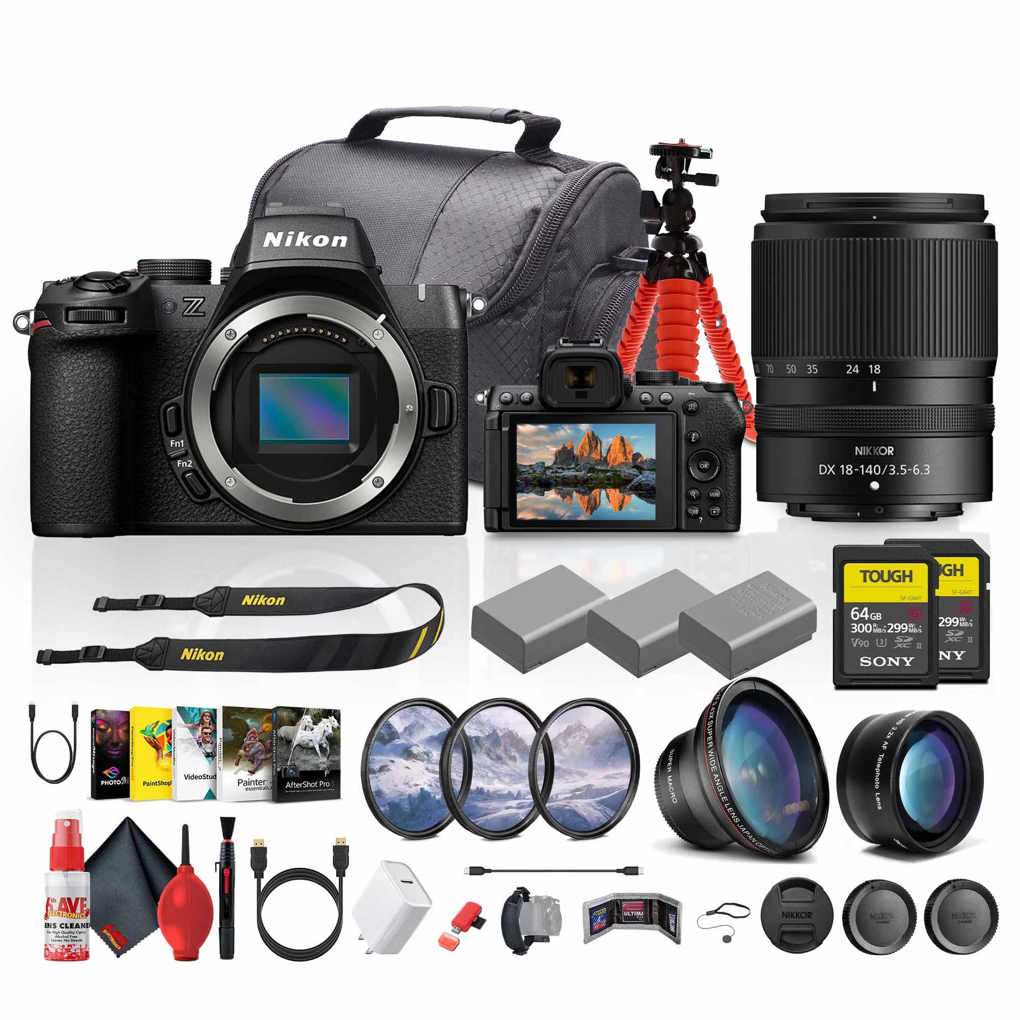 Nikon Z50 II Lightweight Mirrorless Camera with 18-140mm f/3.5-6.3 Lens Kit - Bundle