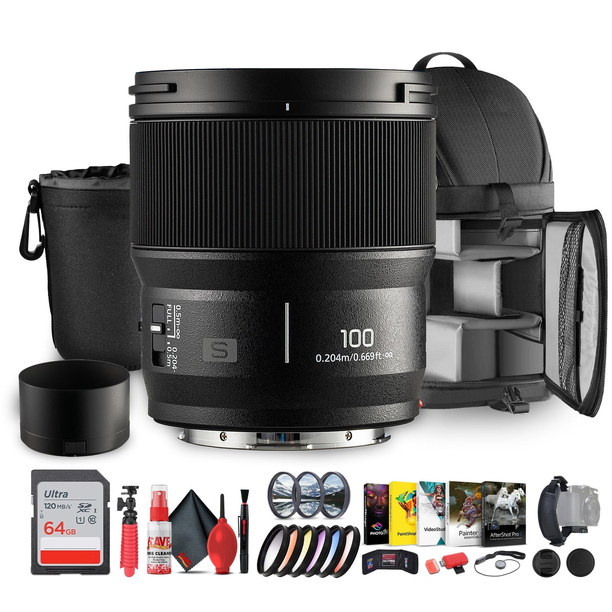 Panasonic Lumix S 100mm f/2.8 Macro Lens | L-Mount, Weather-Sealed - Bundle