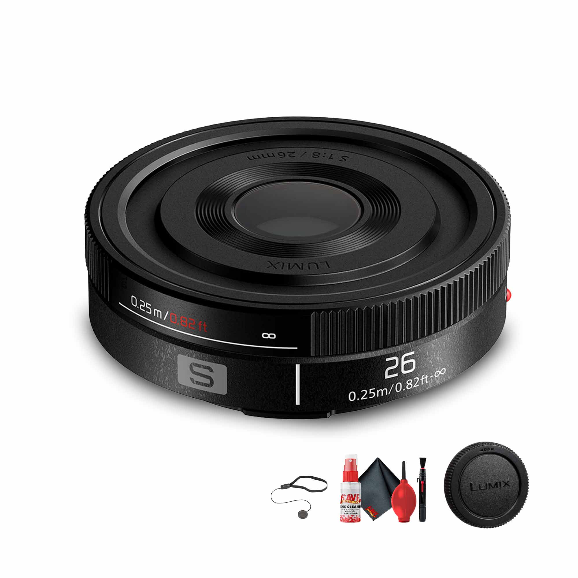 Panasonic Lumix S 26mm f/8 Full Frame Lens L-Mount + Cleaning Kit + Cap Keeper