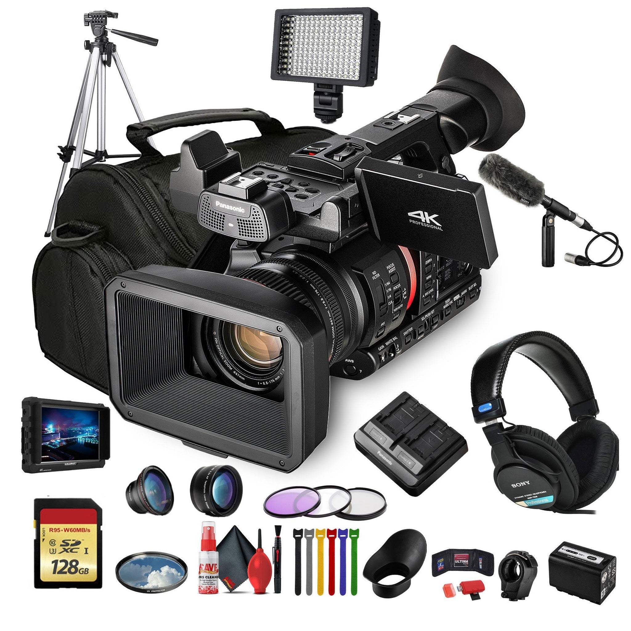 Panasonic AG-CX350 4K Camcorder AG-CX350 W/Padded Case, 128 GB Memory Card + More