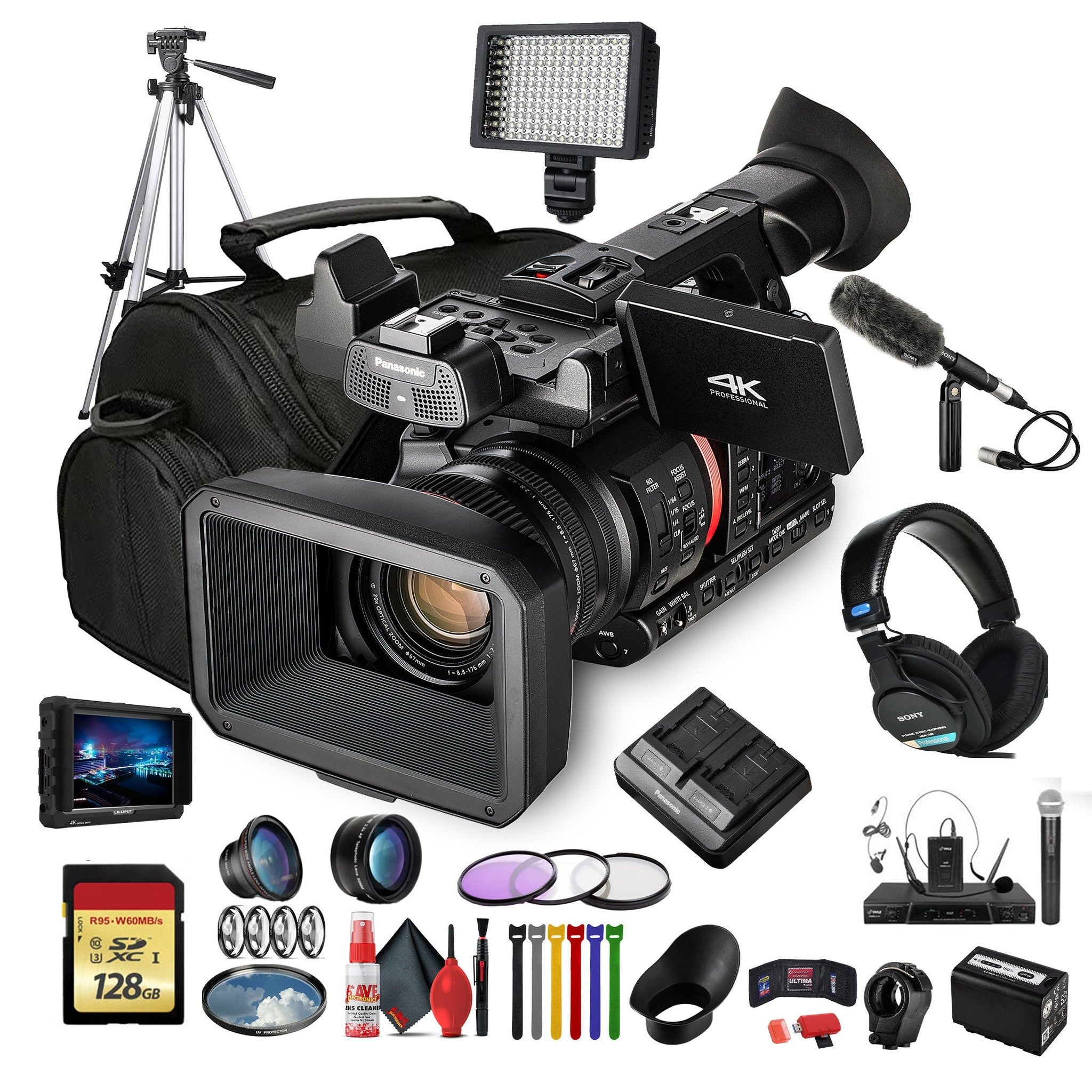 Panasonic AG-CX350 4K Camcorder AG-CX350 W/Padded Case, 128 GB Memory Card + More